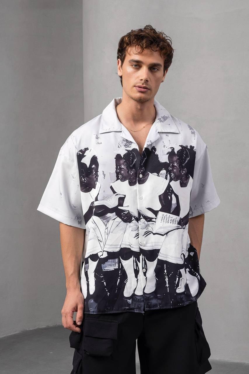 Baskılı Oversize Gömlek