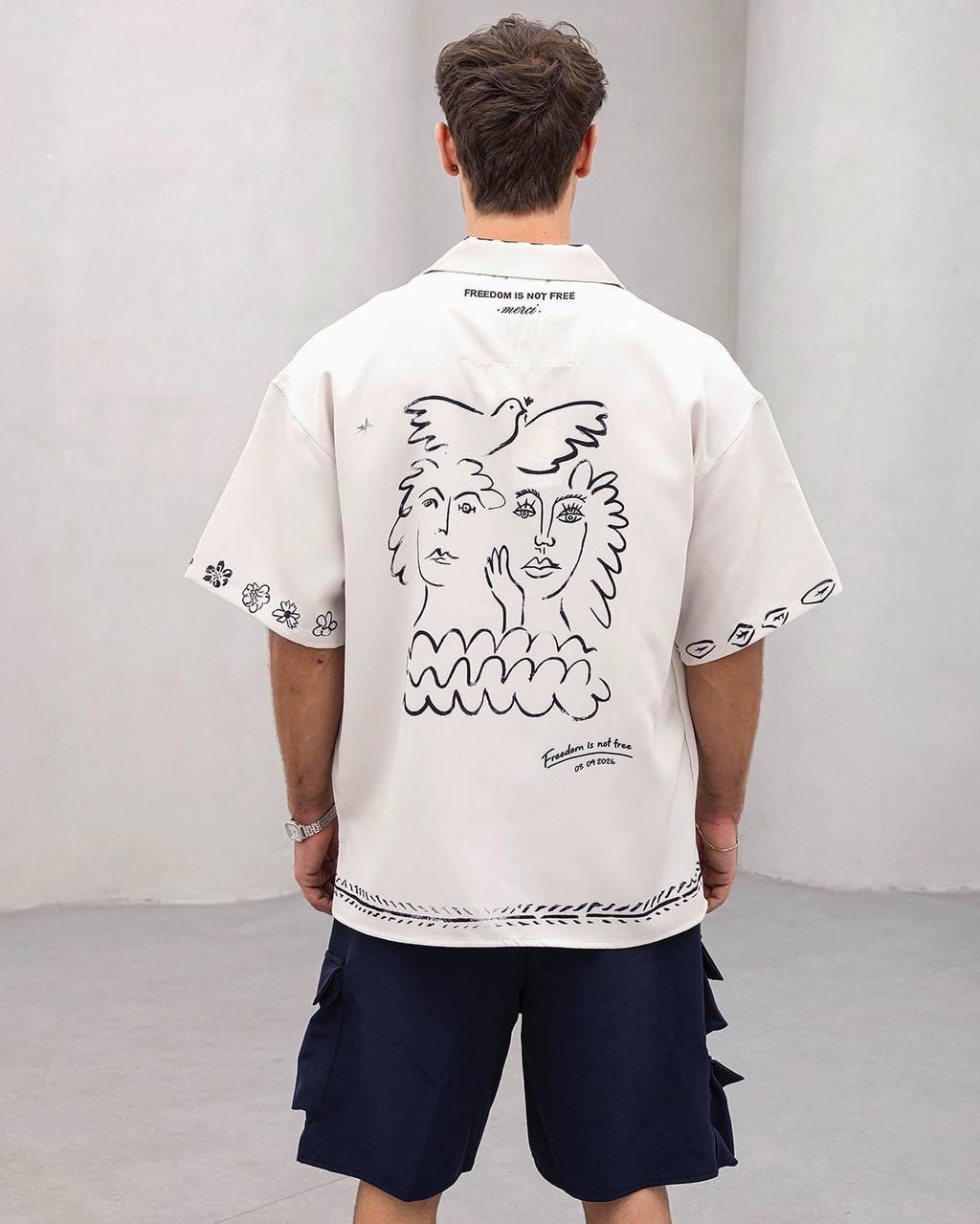 Baskılı Oversize Gömlek
