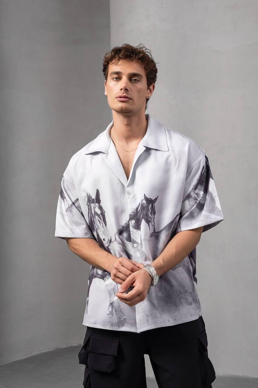 Baskılı Oversize Gömlek