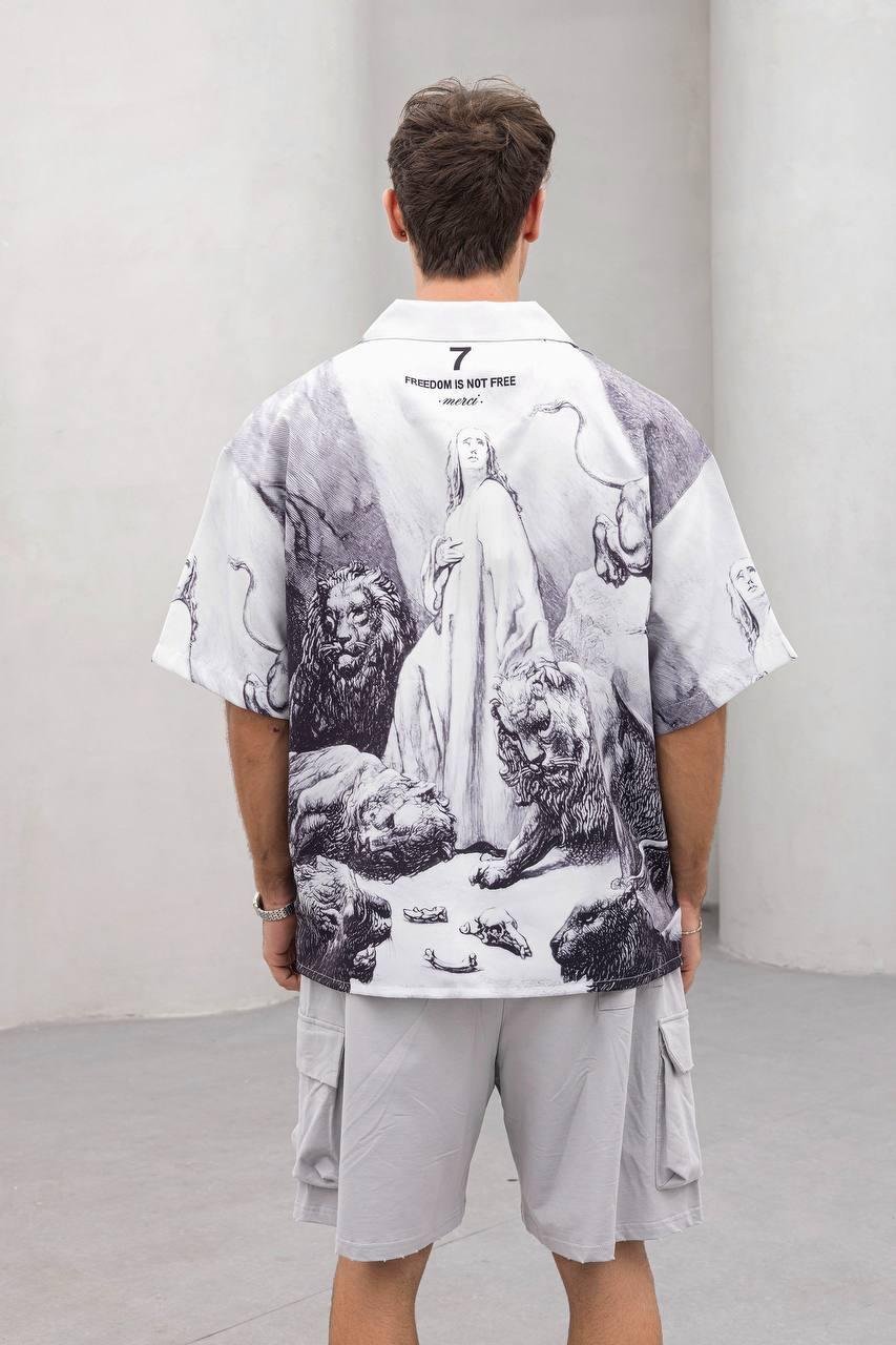 Baskılı Oversize Gömlek
