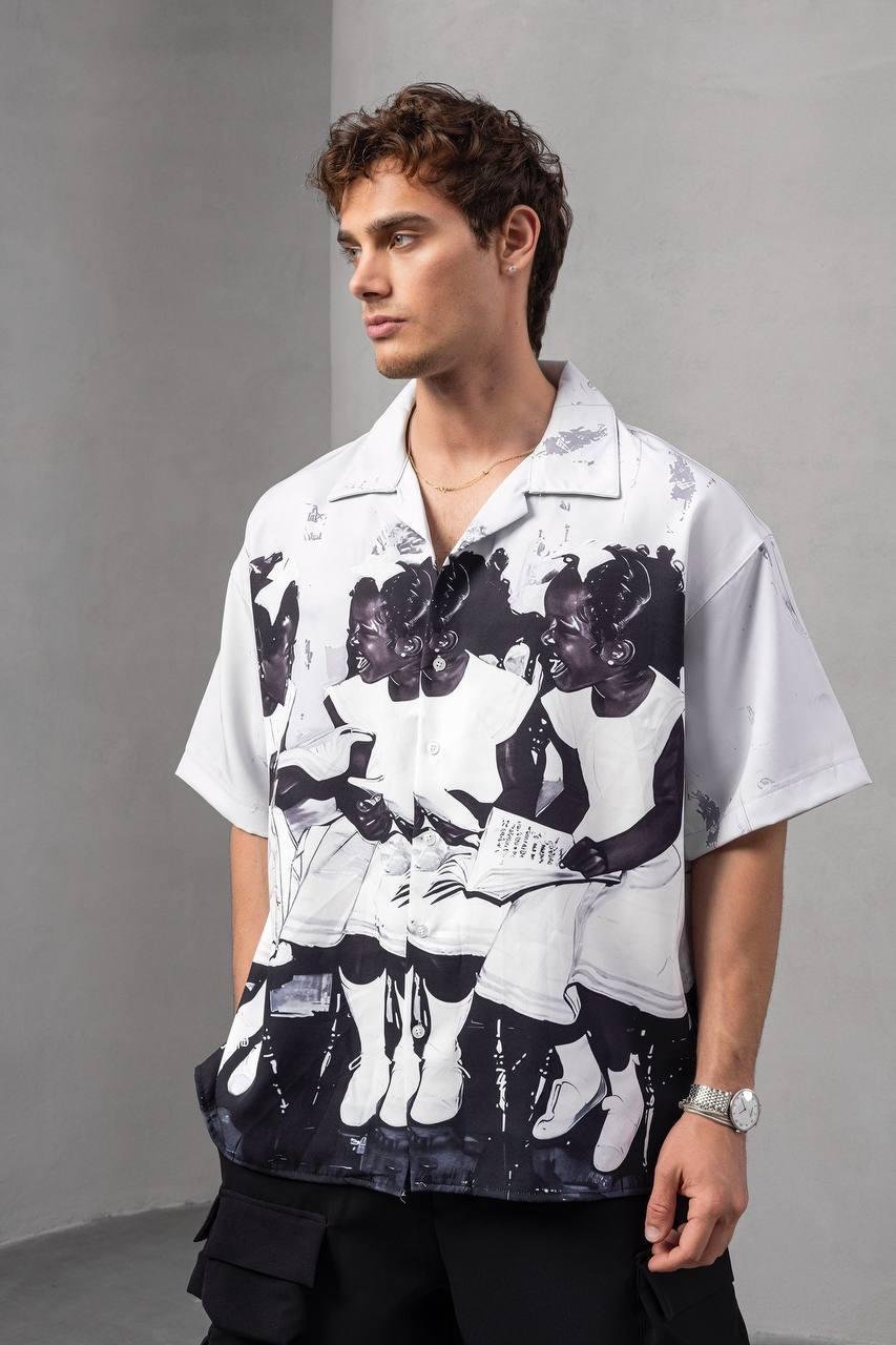Baskılı Oversize Gömlek