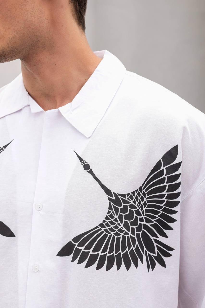 Baskılı Oversize Gömlek