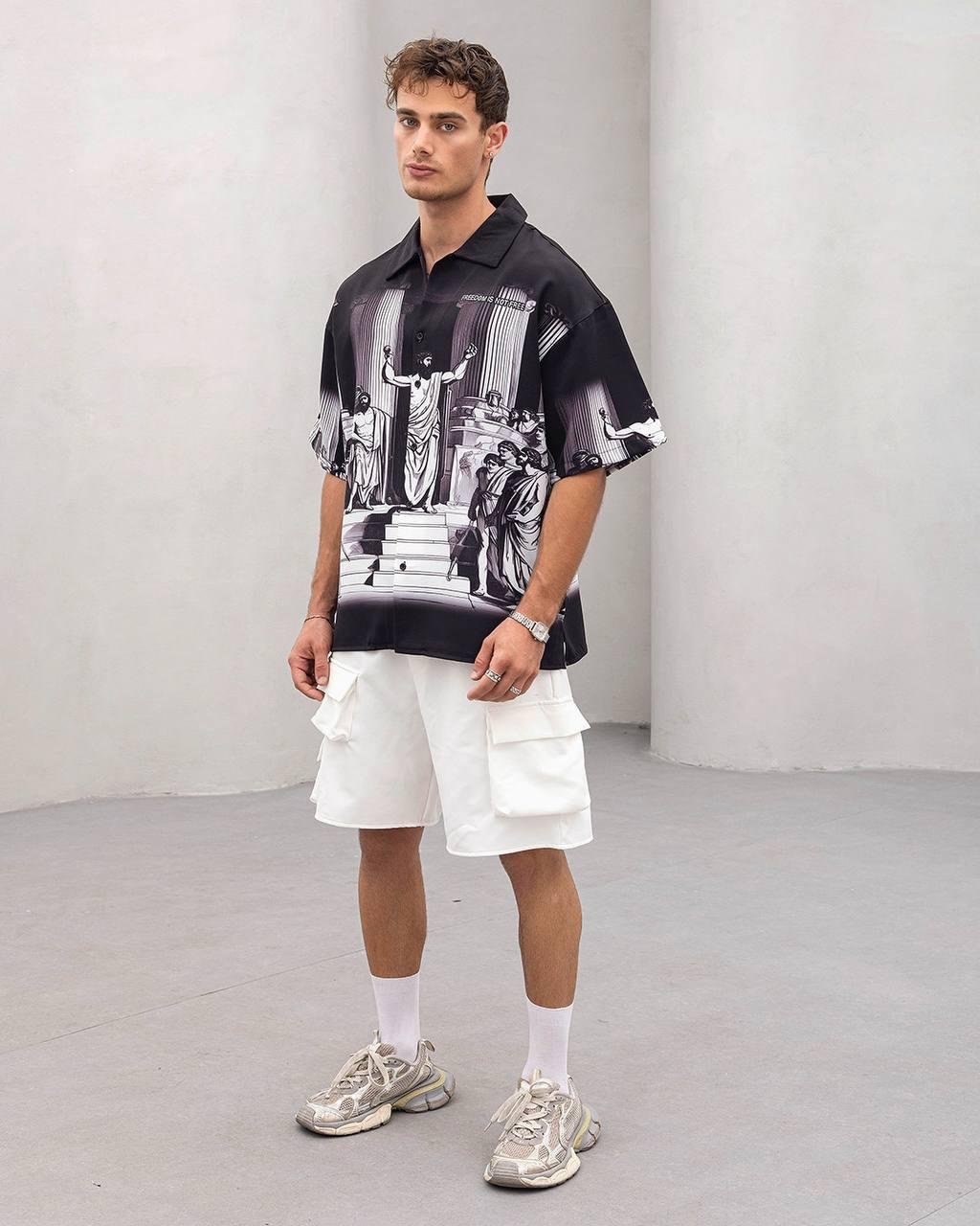 Baskılı Oversize Gömlek