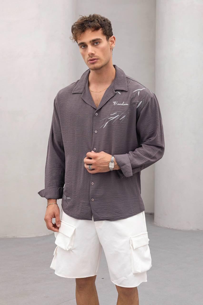 Baskılı Oversize Gömlek
