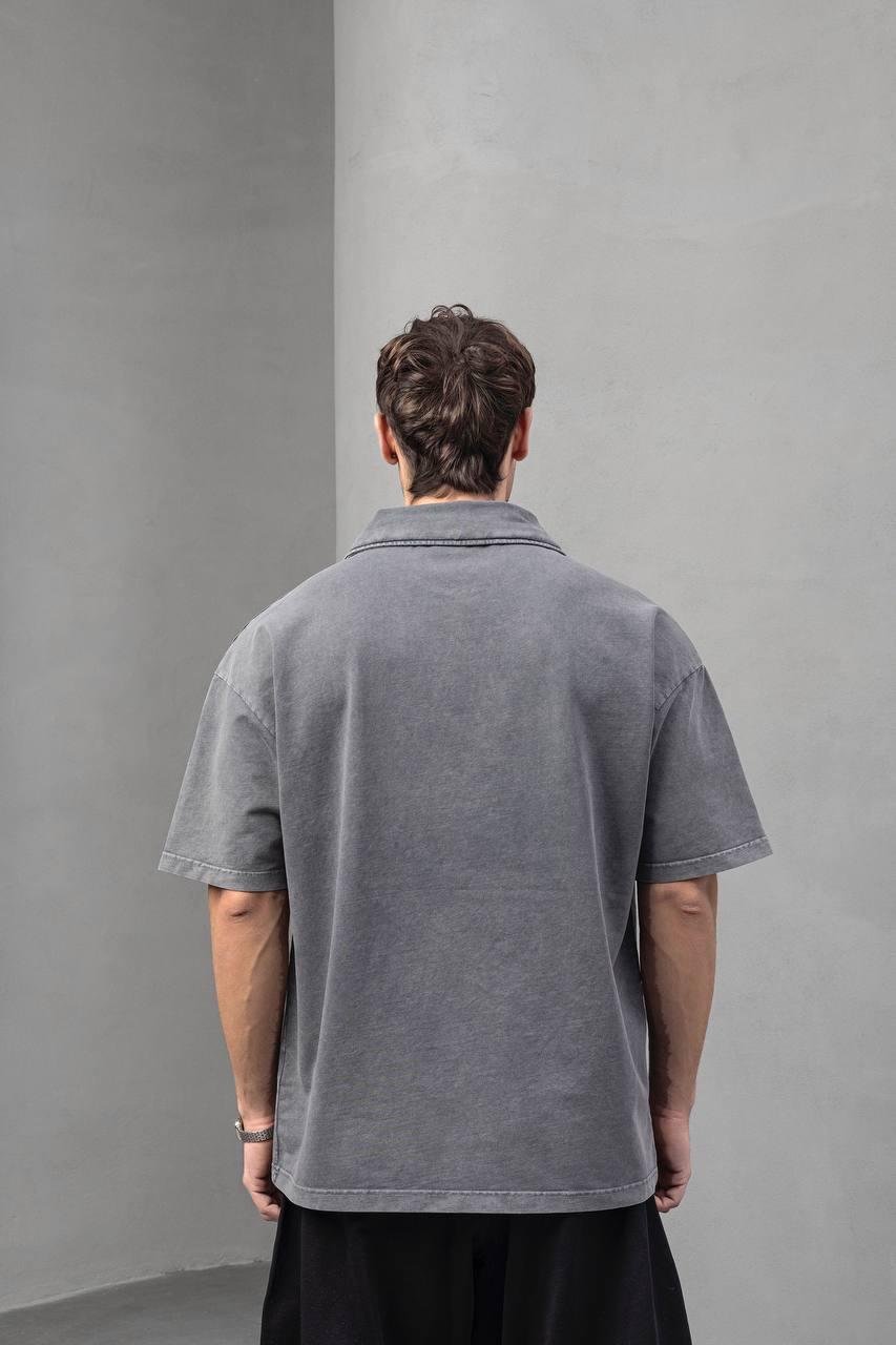 Gri Cepli Oversize Tişört