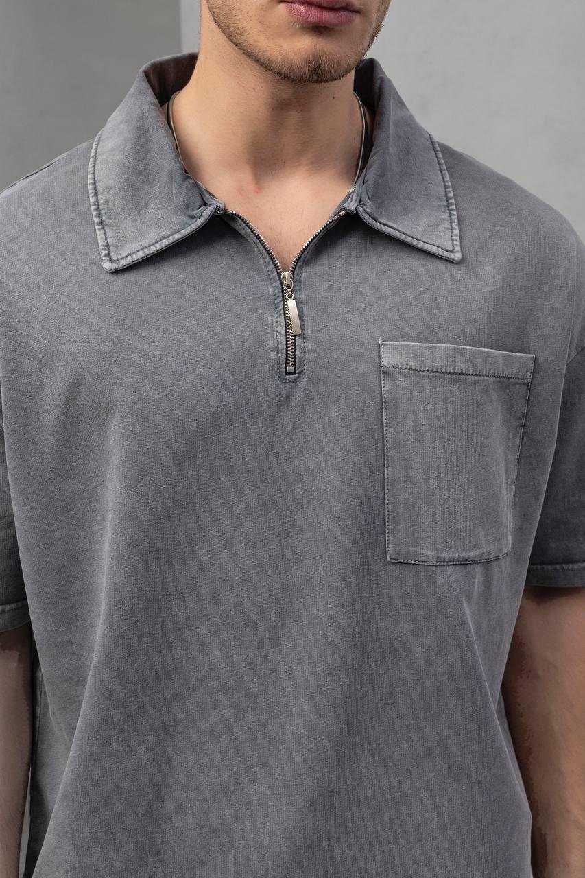 Gri Cepli Oversize Tişört