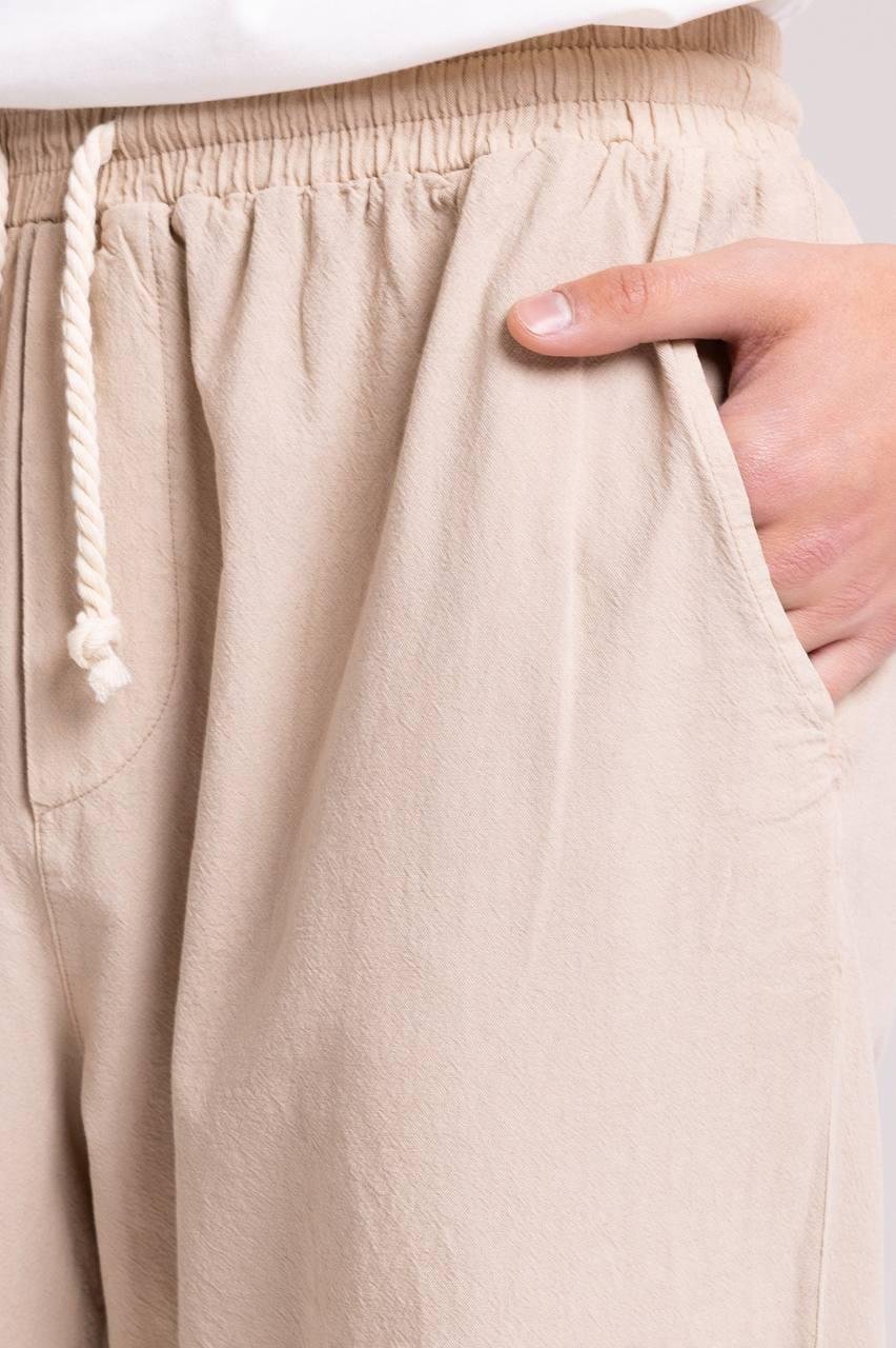 İnce Kumaş Krem Pantolon