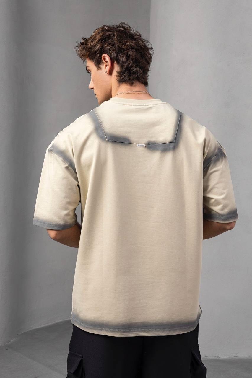 Krem Baskılı Oversize Tişört