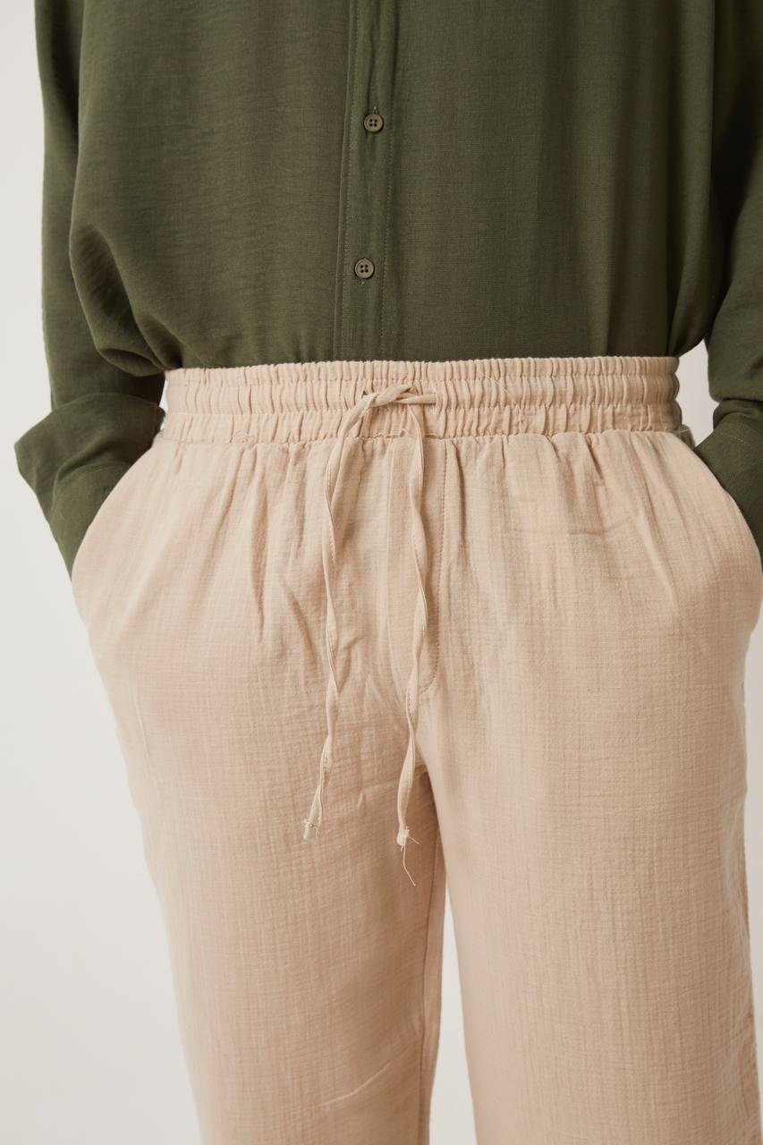 Krem Keten Pantolon