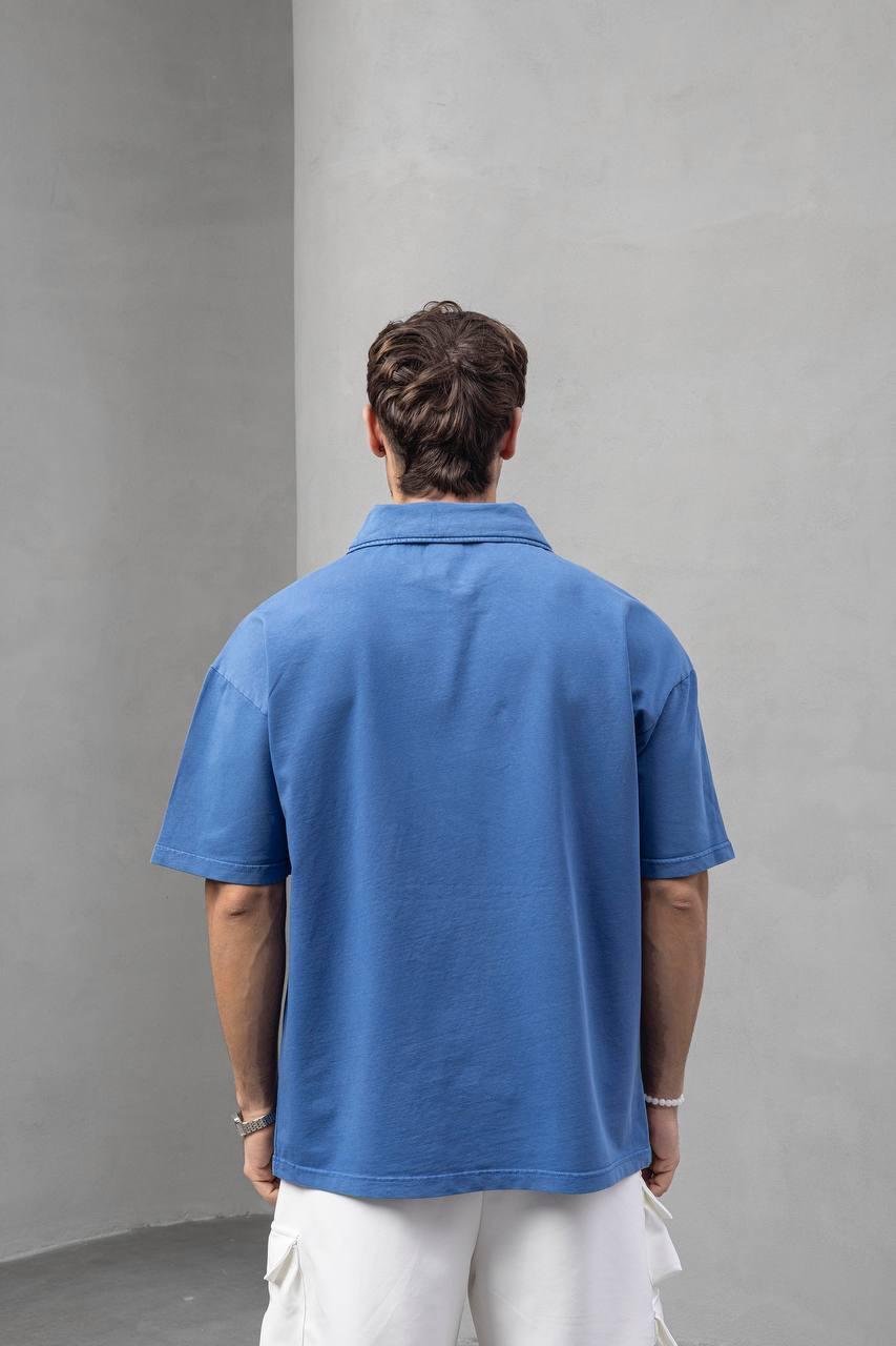 Mavi Cepli Oversize Tişört