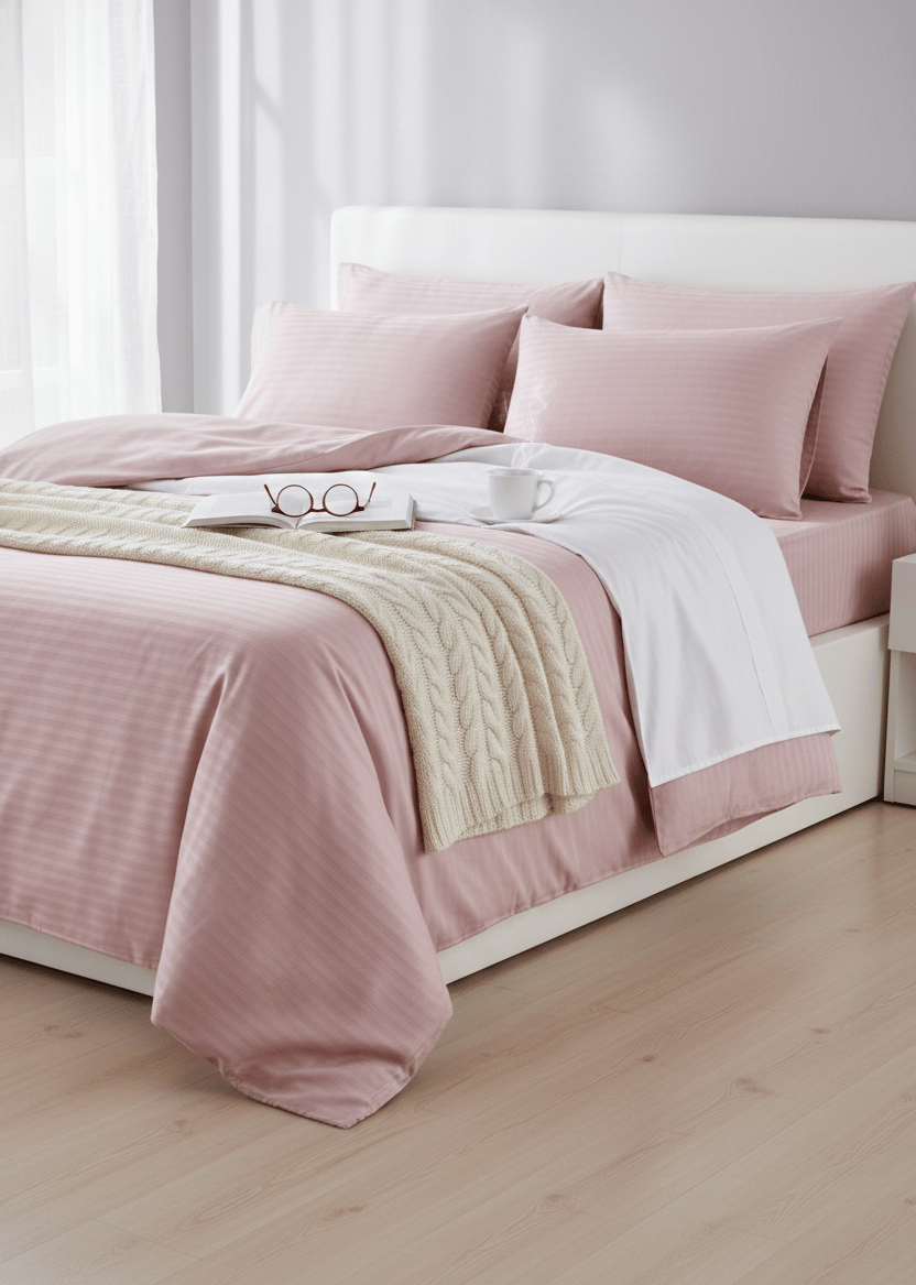 Deluxe Saten Nevresim Takımı Çift Kişilik - Pembe