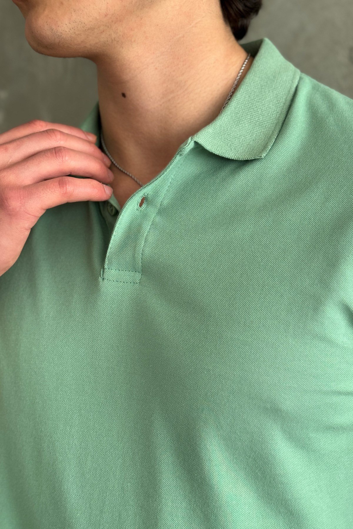 Erkek %100 Pamuk Düğmeli Polo Yaka T-Shirt Yeşil