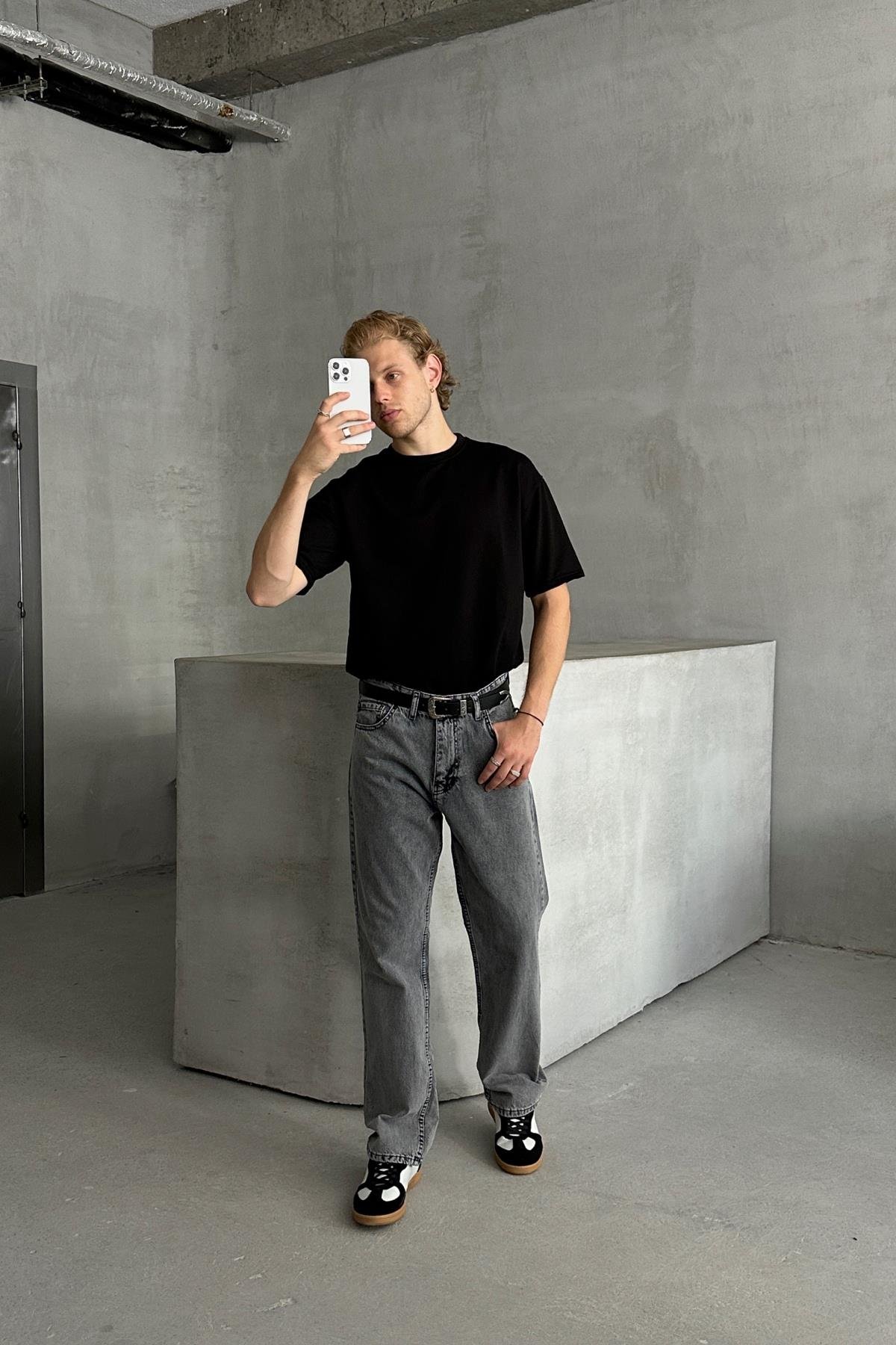 Erkek Baggy Jean Pantolon Antrasit