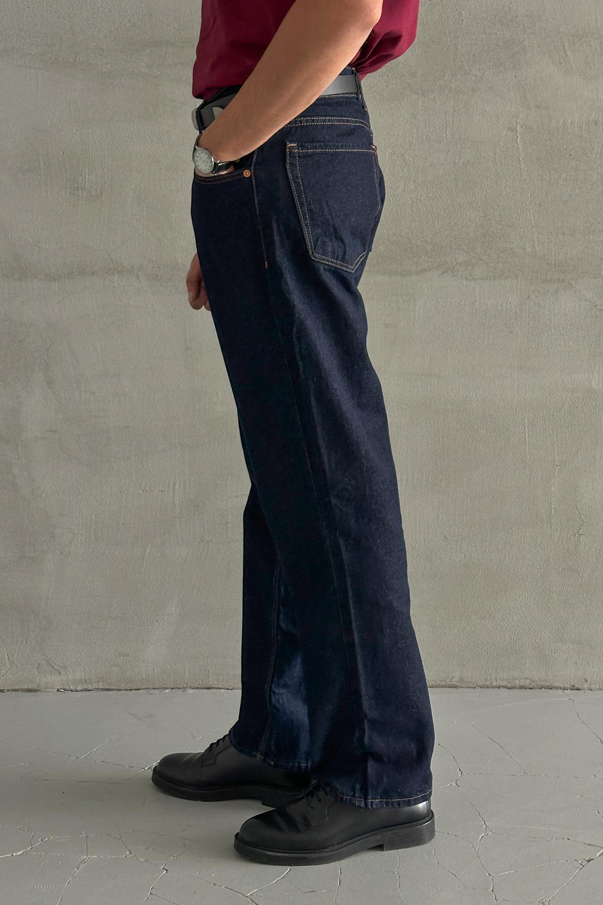 Erkek Baggy Jean Pantolon Lacivert