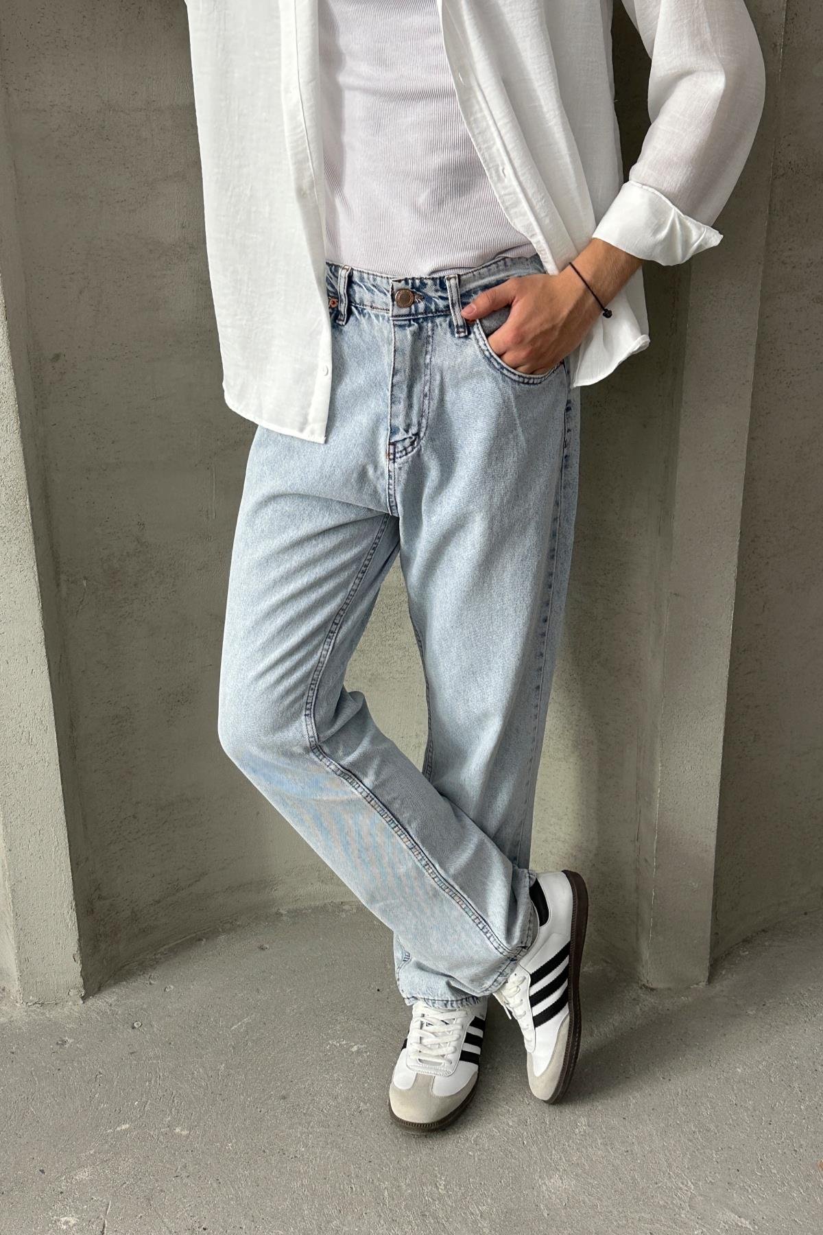 Erkek Baggy Jean Pantolon Mavi
