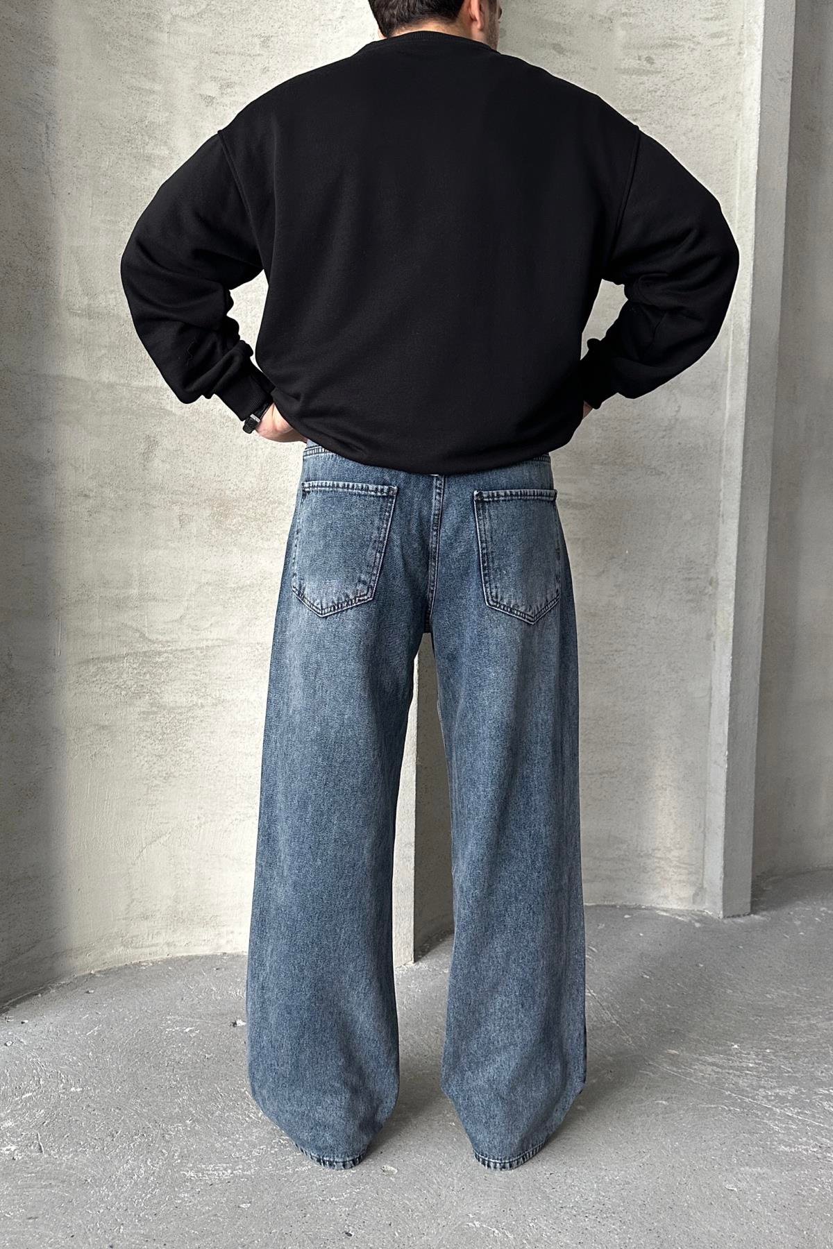 Erkek Ekstra Baggy Jean Pantolon Açık Mavi