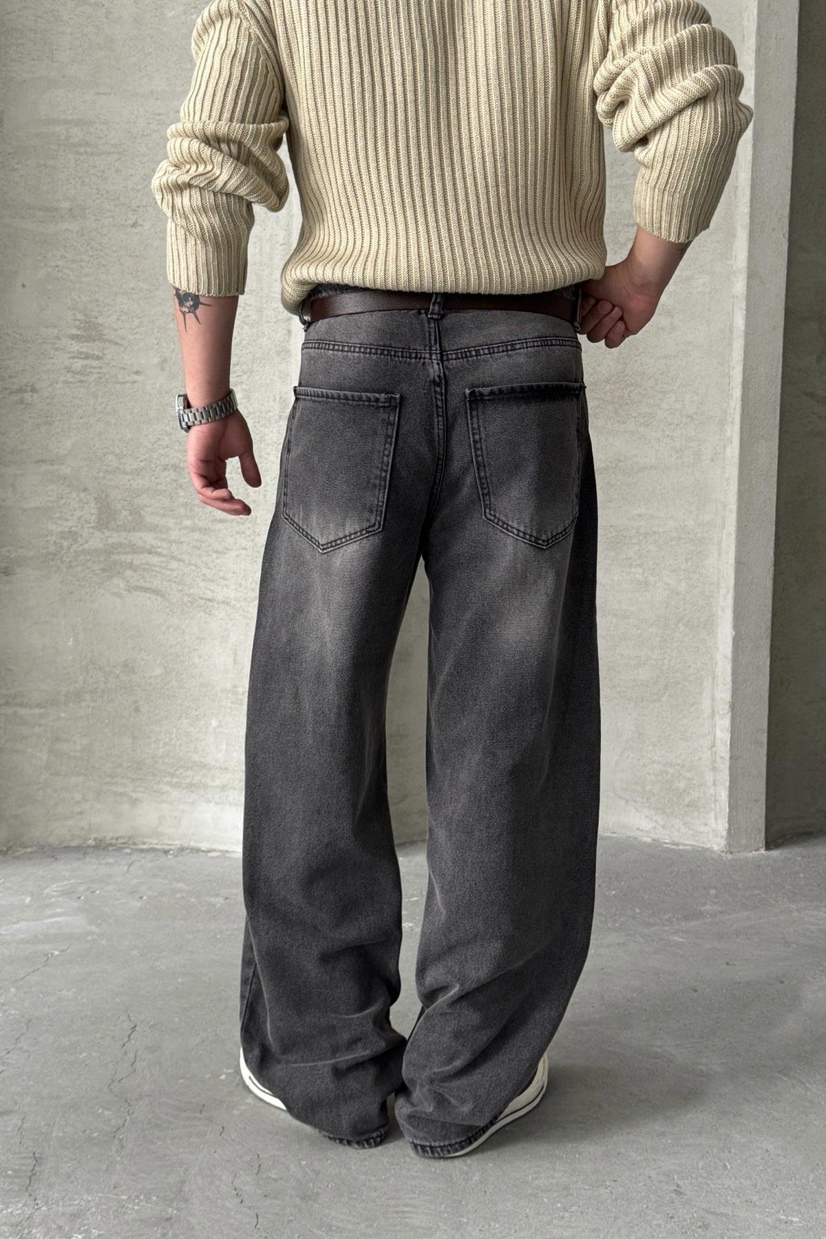 Erkek Ekstra Baggy Jean Pantolon Gri
