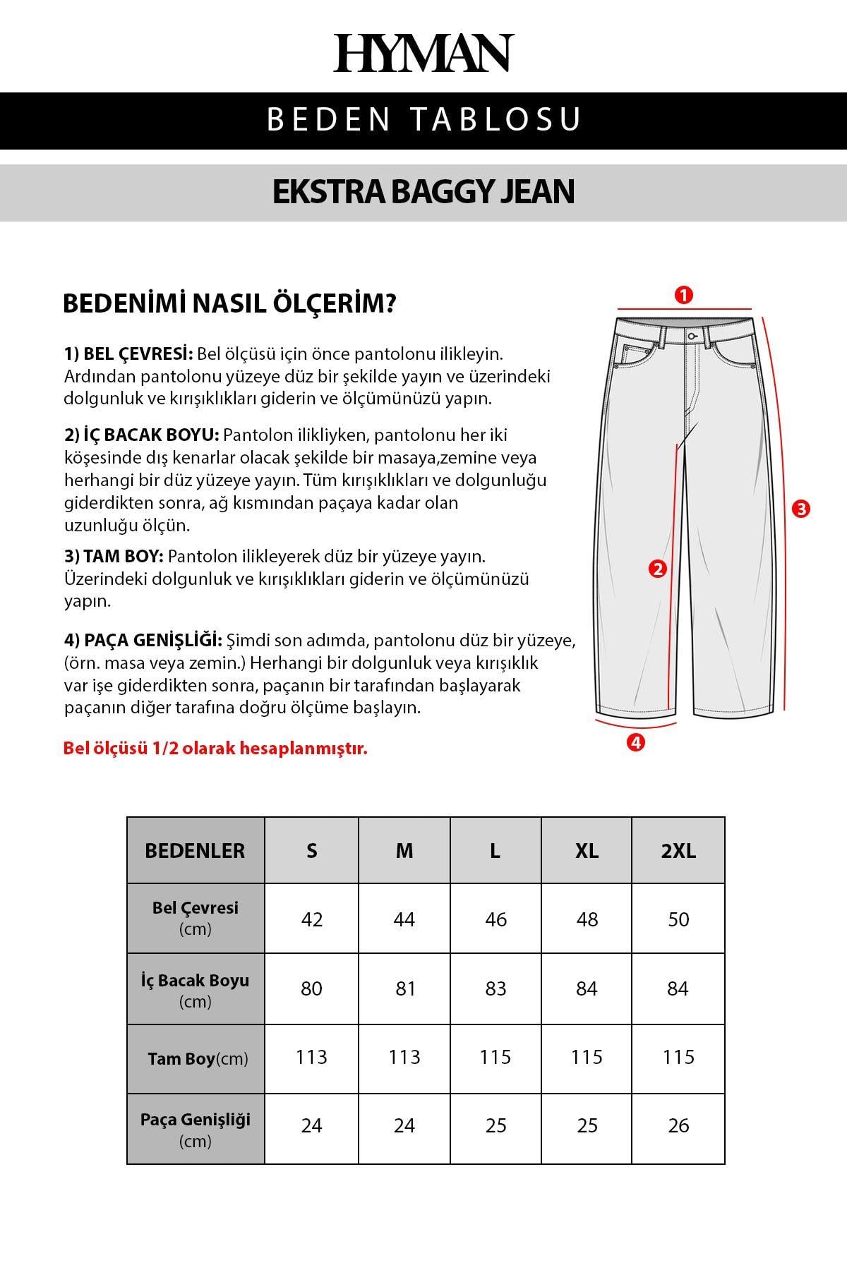 Erkek Ekstra Baggy Jean Pantolon Gri