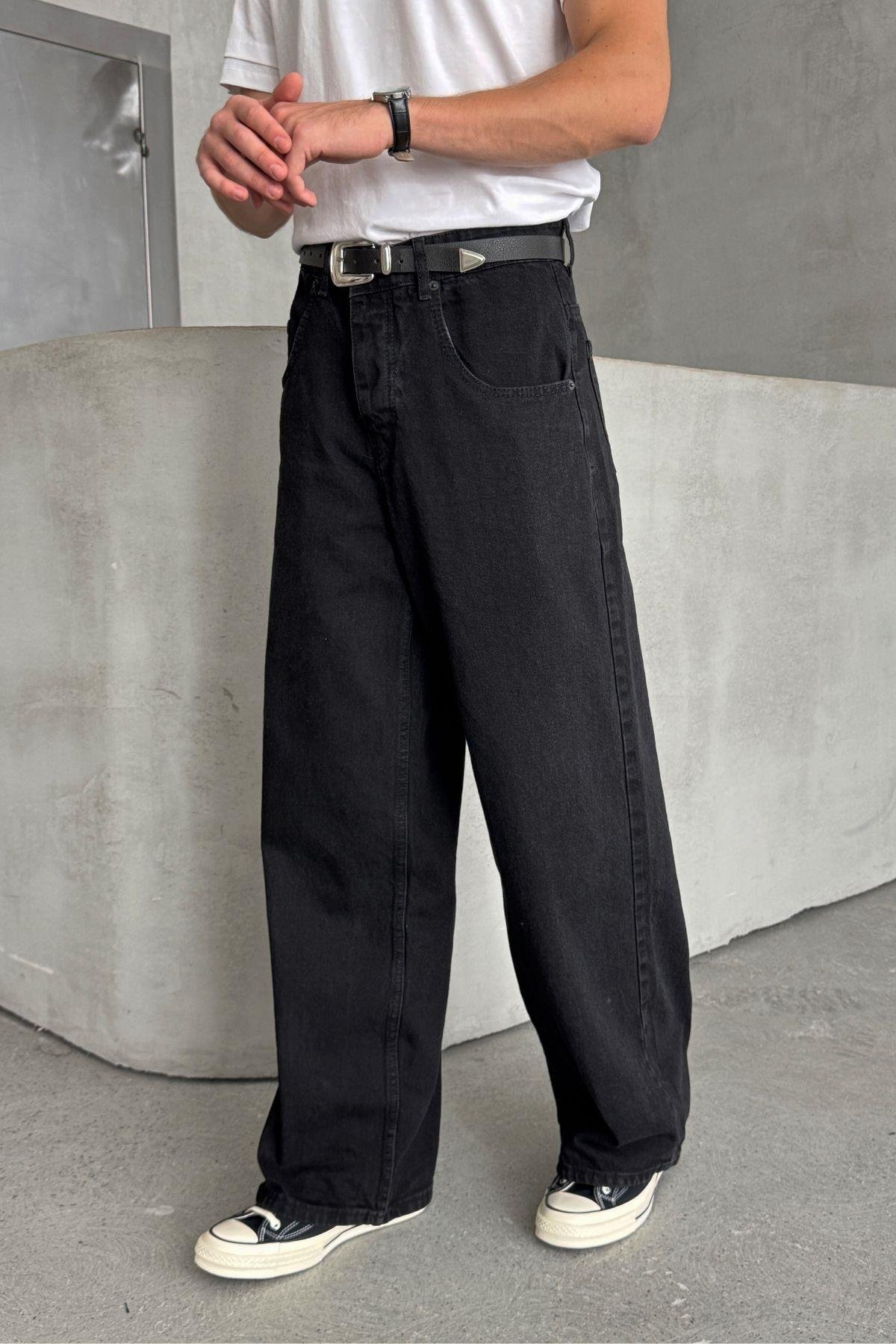 Erkek Ekstra Baggy Jean Pantolon Siyah