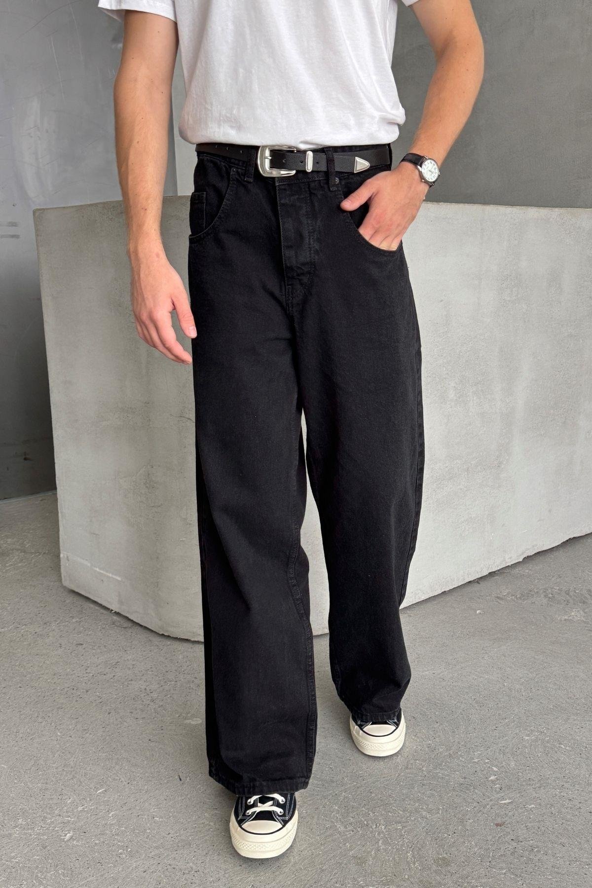 Erkek Ekstra Baggy Jean Pantolon Siyah