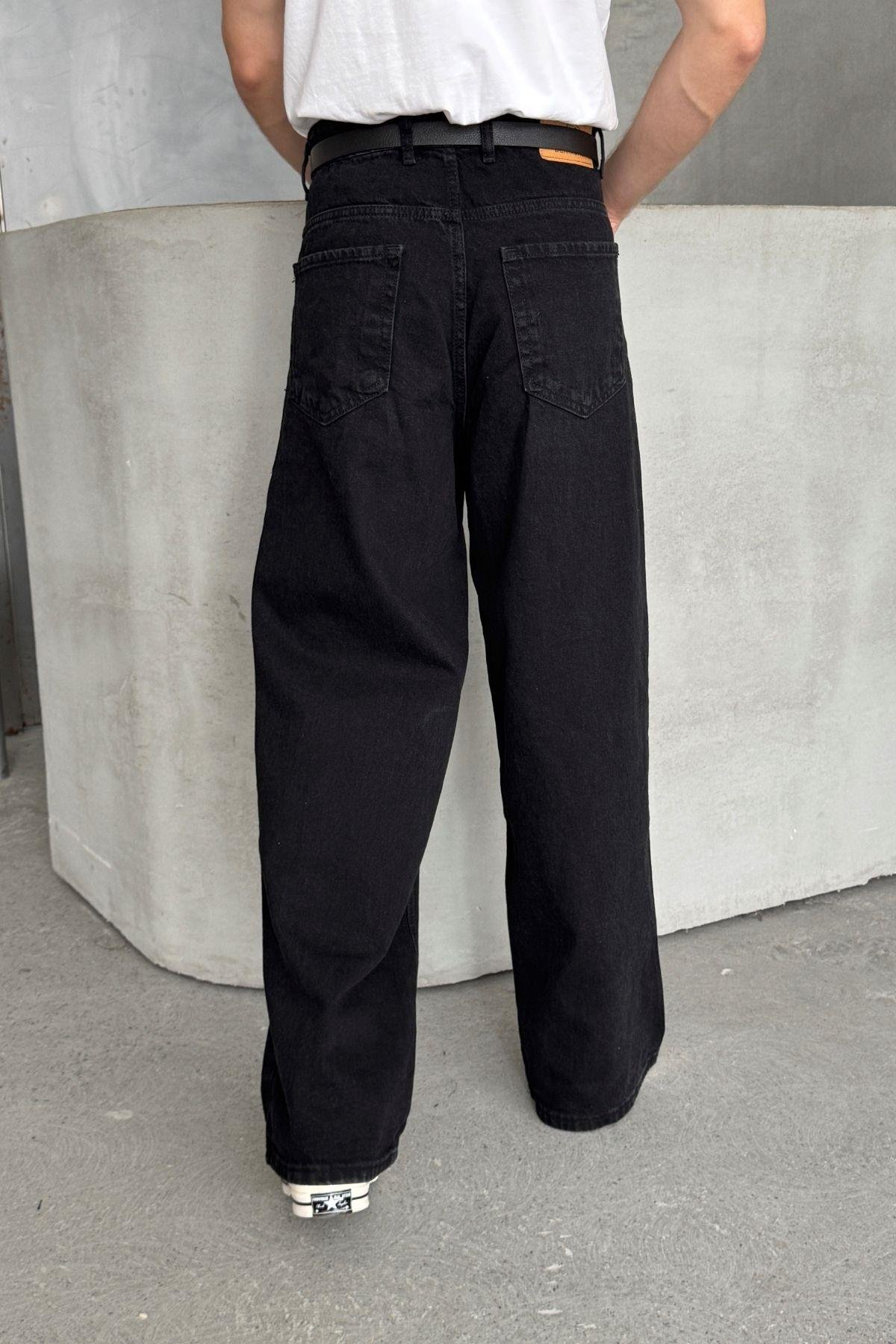 Erkek Ekstra Baggy Jean Pantolon Siyah