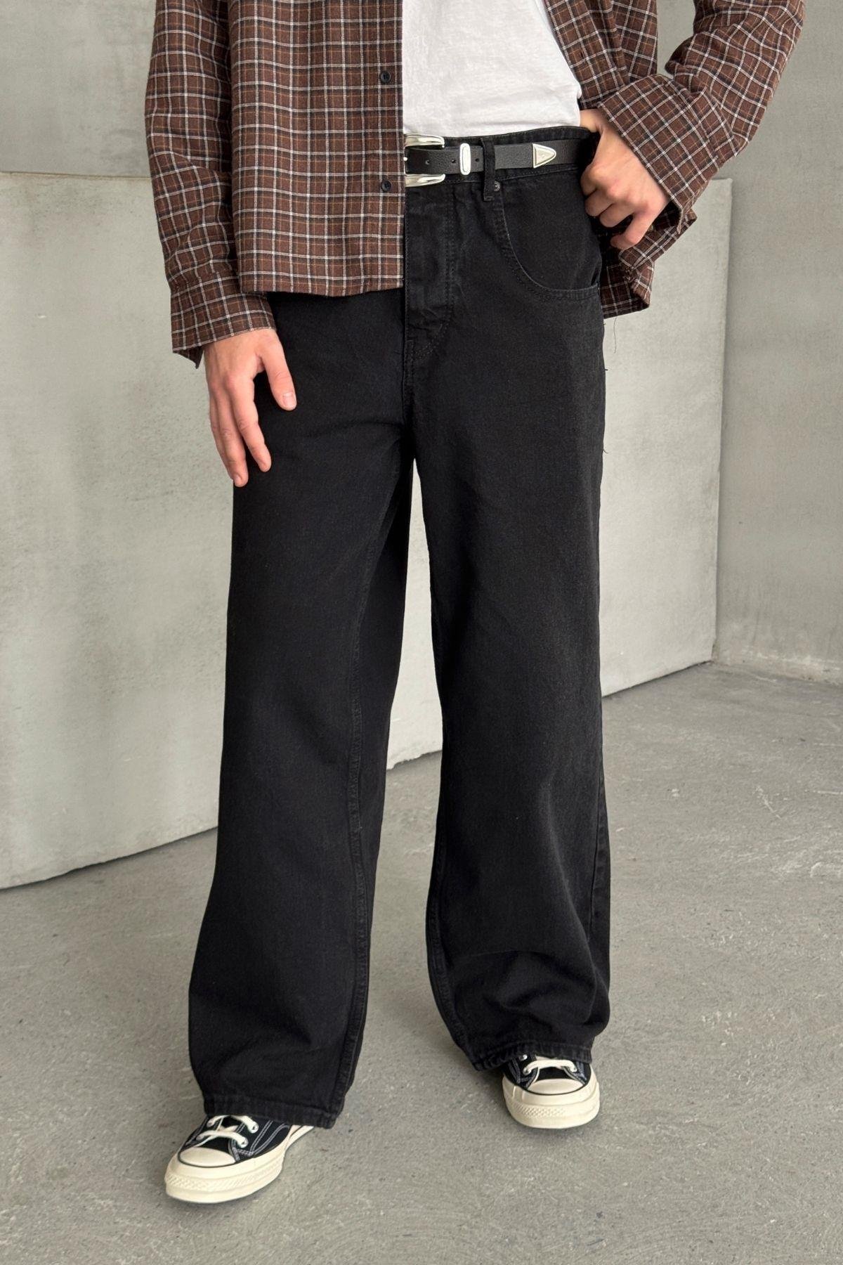 Erkek Ekstra Baggy Jean Pantolon Siyah