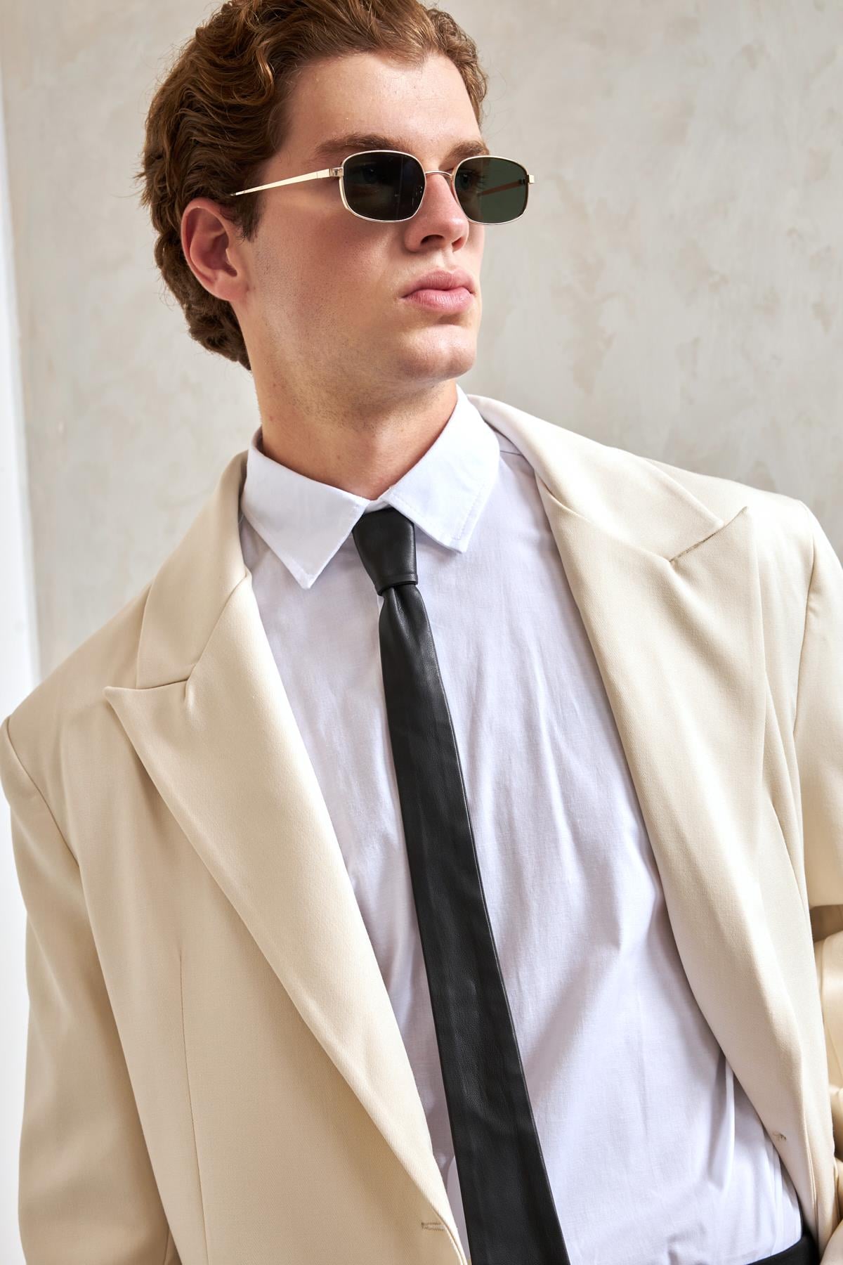 Erkek Oversize Blazer Ceket Ekru