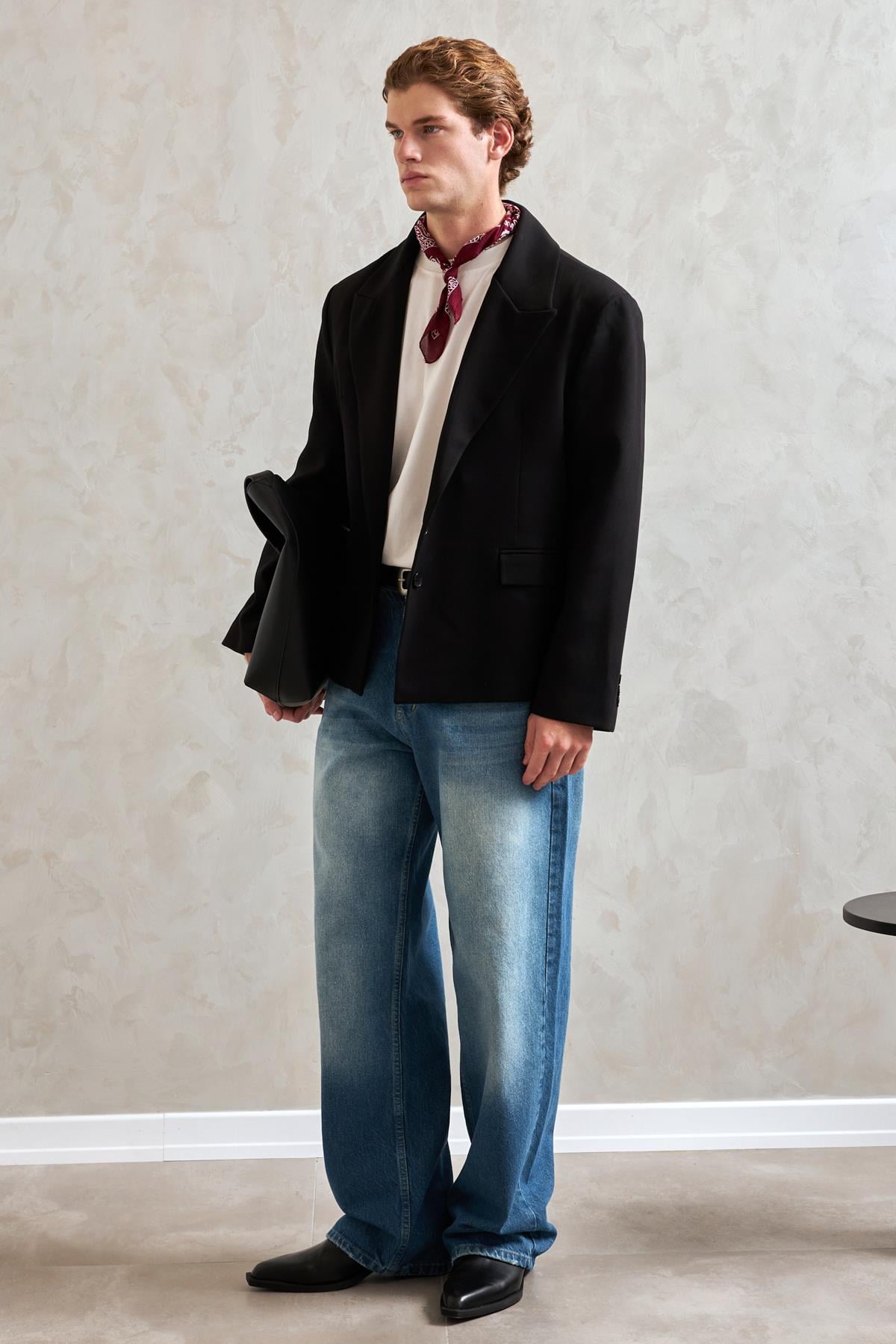 Erkek Oversize Blazer Ceket Siyah