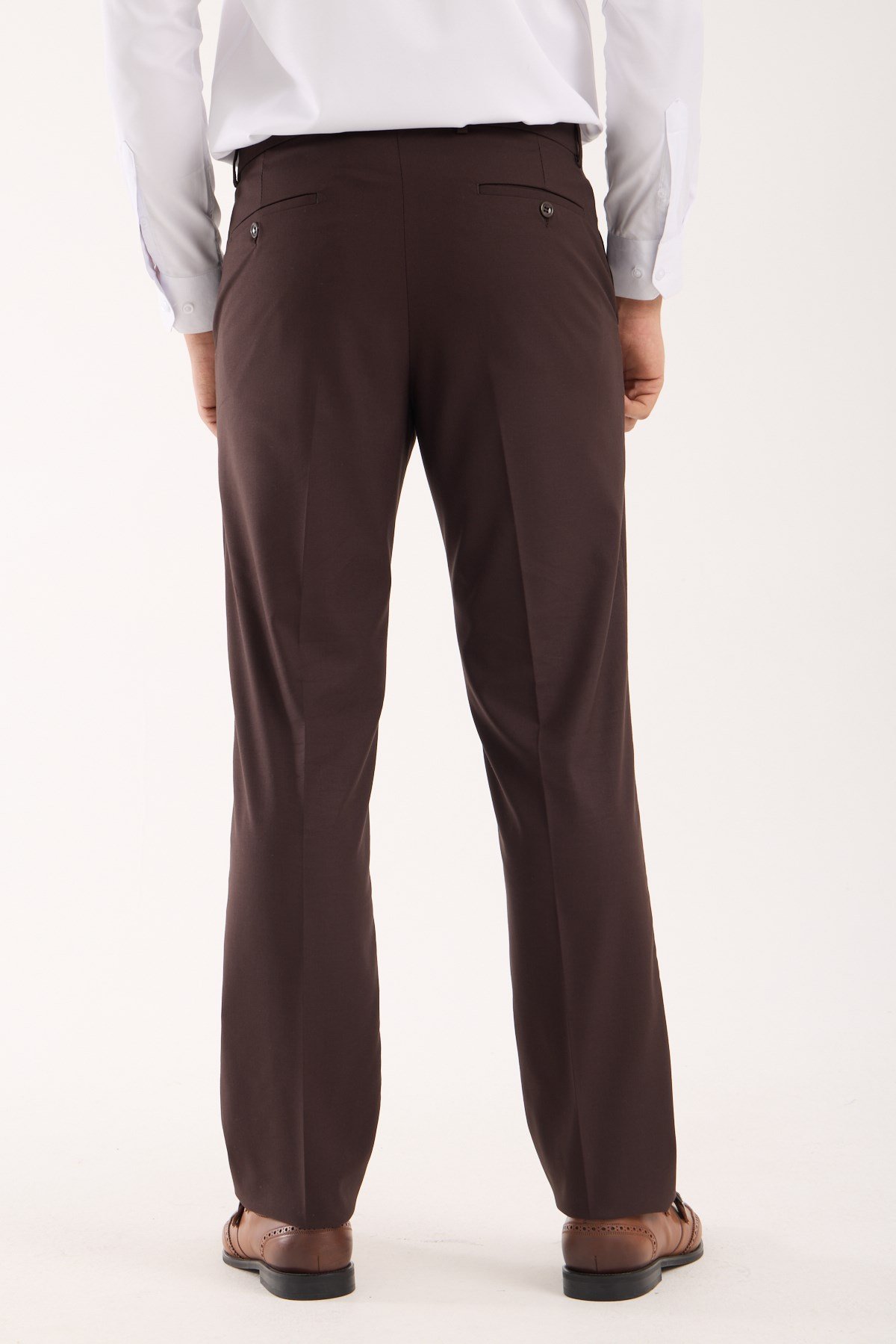 Erkek Regular Fit Kumaş Pantolon Kahverengi