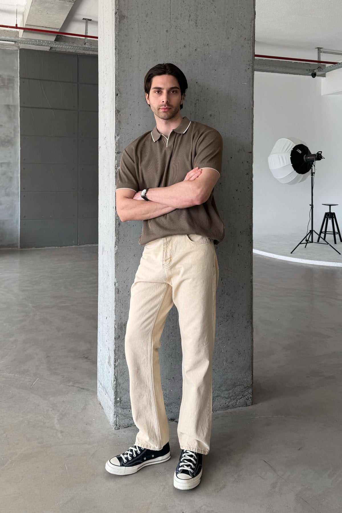 Erkek Regular Jean Pantolon Bej