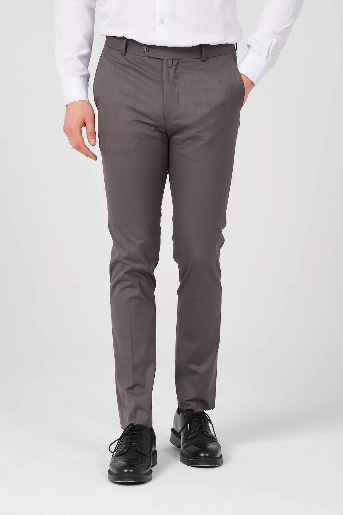 Slim Fit Erkek Kumaş Pantolon Gri