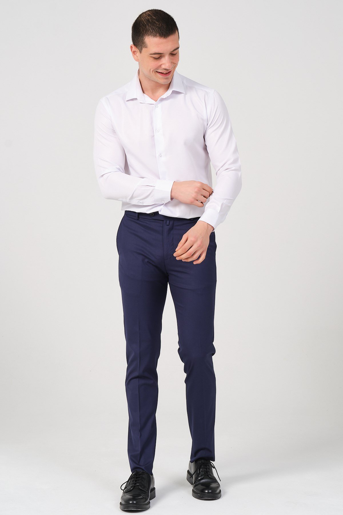 Slim Fit Erkek Kumaş Pantolon indigo mavi