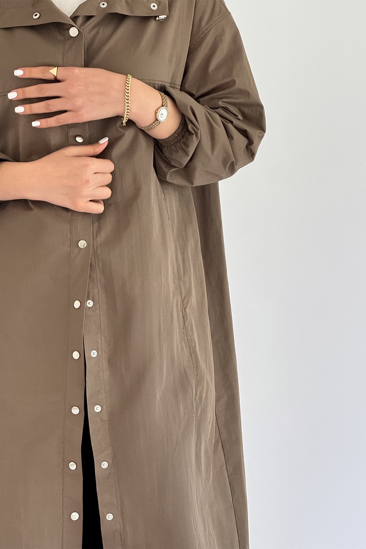 Kadın Çıt Çıtlı Yağmurluk-Rüzgarlık Tunik (Astarsız)