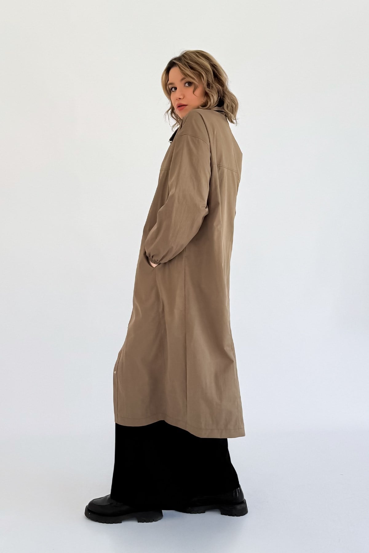 Kadın Çıt Çıtlı Yağmurluk-Rüzgarlık Tunik (Astarsız)