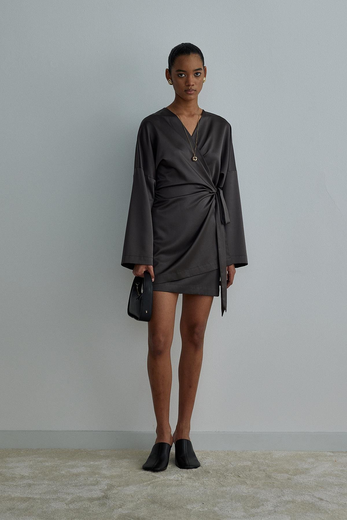 Füme Gigi Mini Kimono Saten Elbise