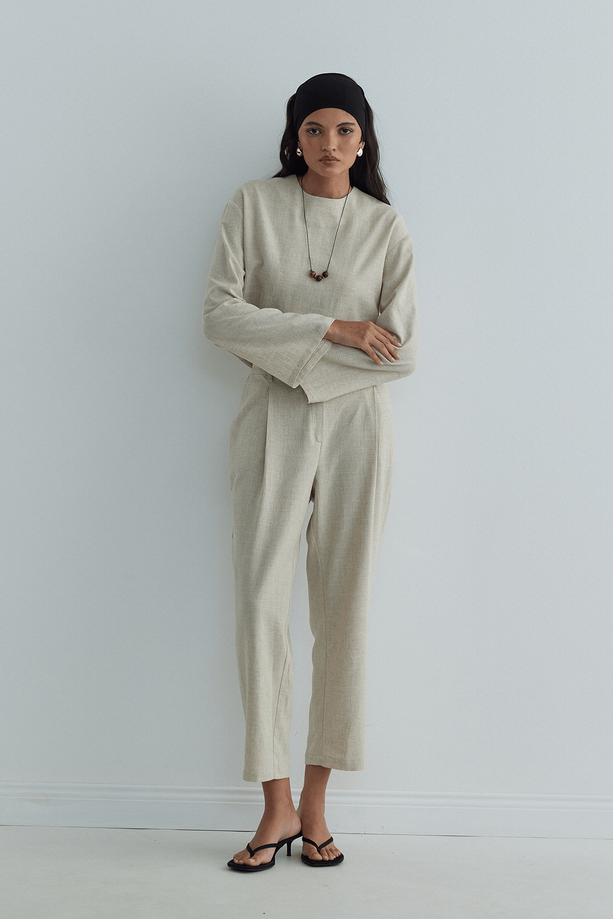 Isla Linen Trousers With Dart Detail