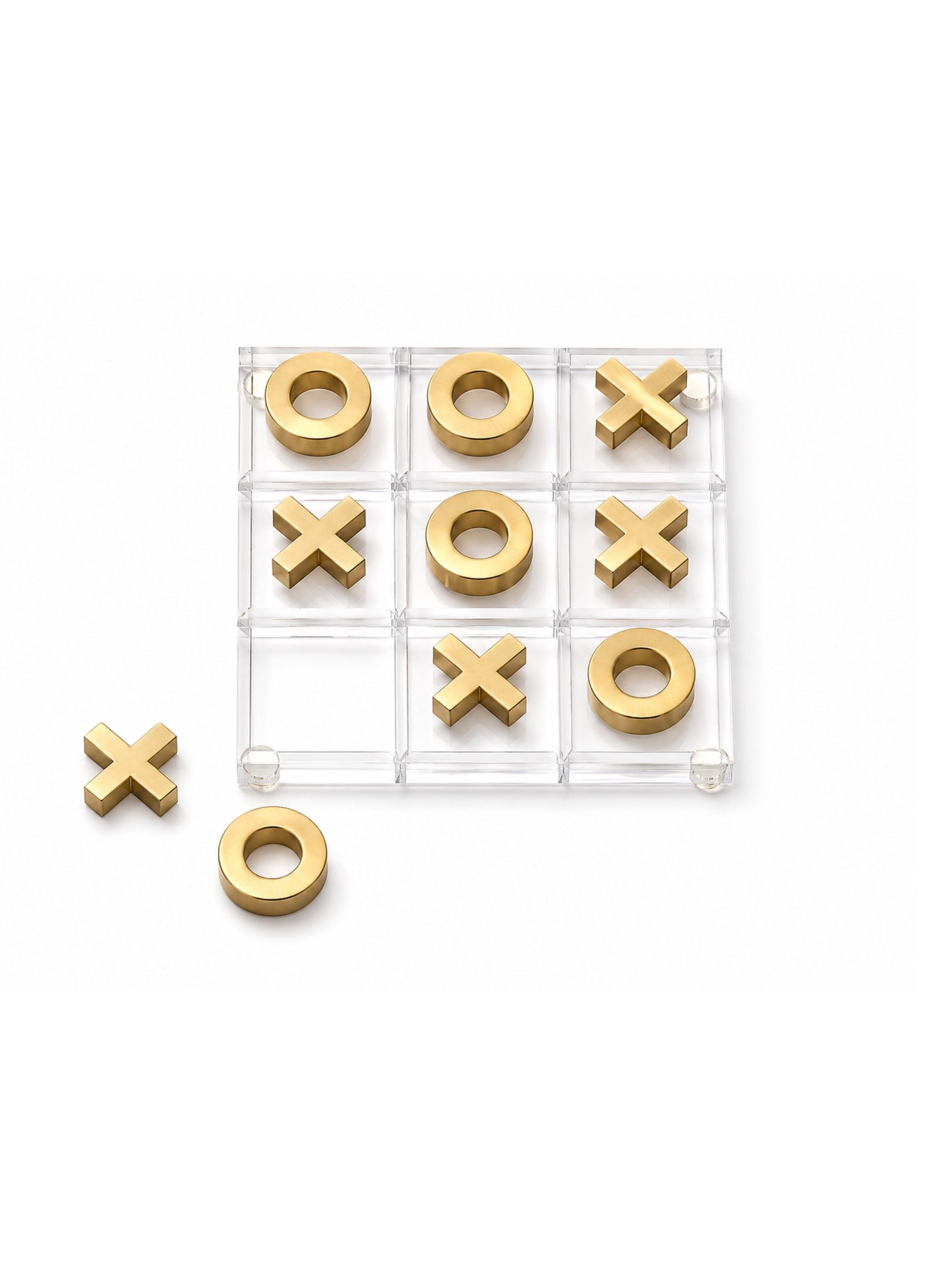 Akrilik Pirinç Detaylı Dekoratif Tic Tac Toe Oyun Seti