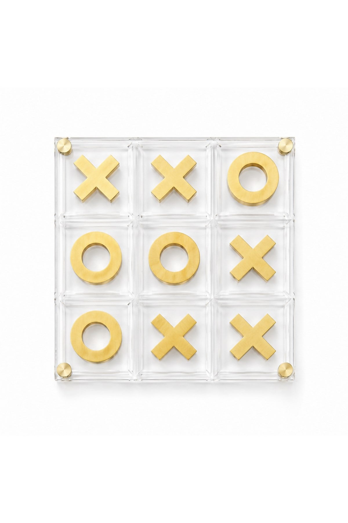 Akrilik Pirinç Detaylı Dekoratif Tic Tac Toe Oyun Seti
