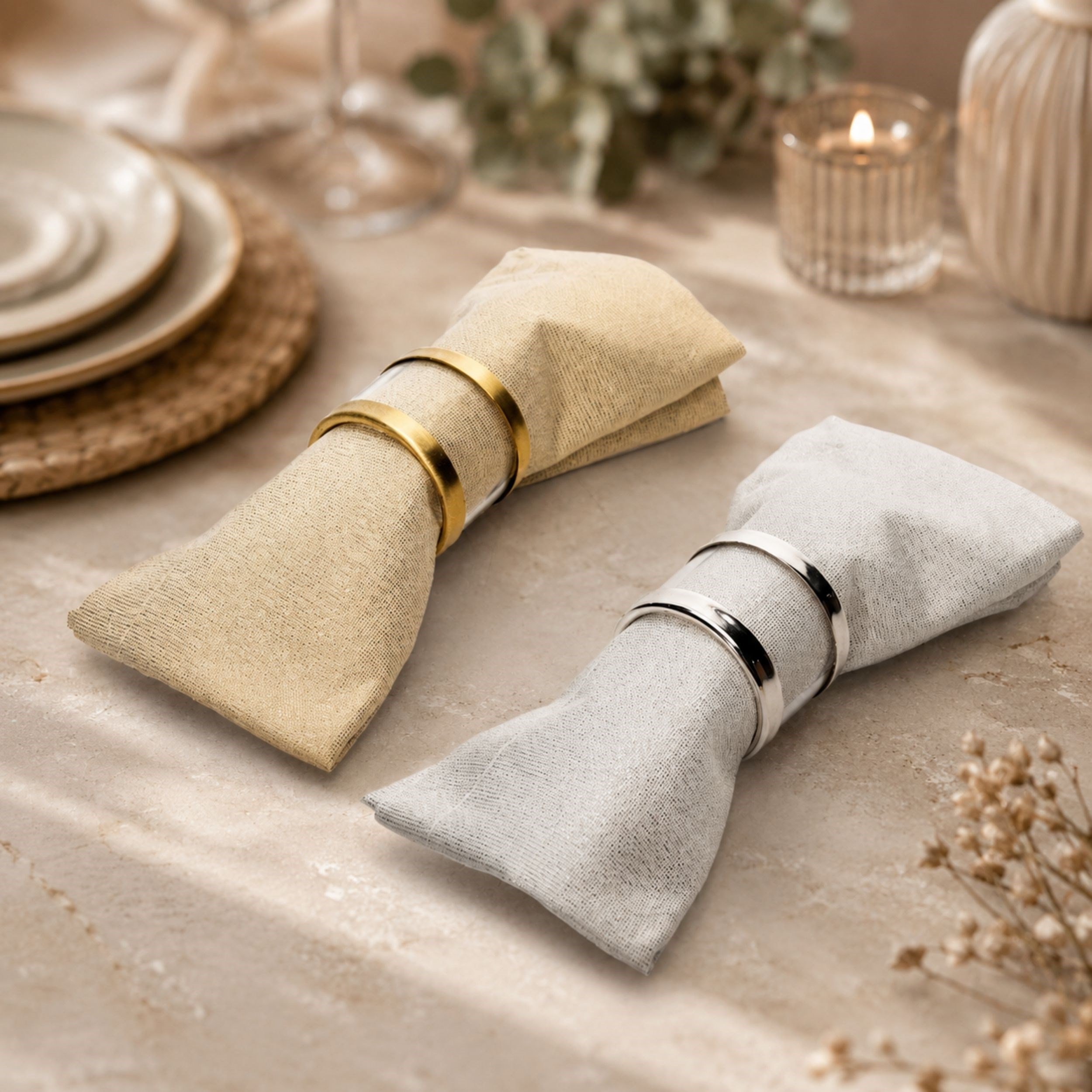 Pipe Gümüş Peçete Sofra Halkası
