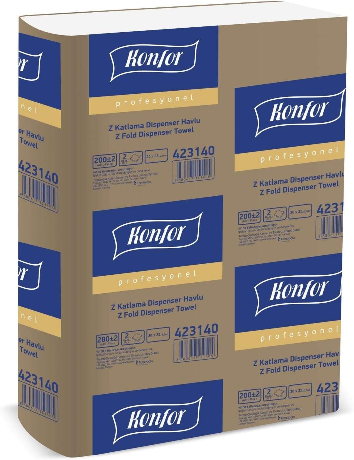 Konfor Profesyonel Z Katlama Havlu 200 Yaprak * (12 Paket)