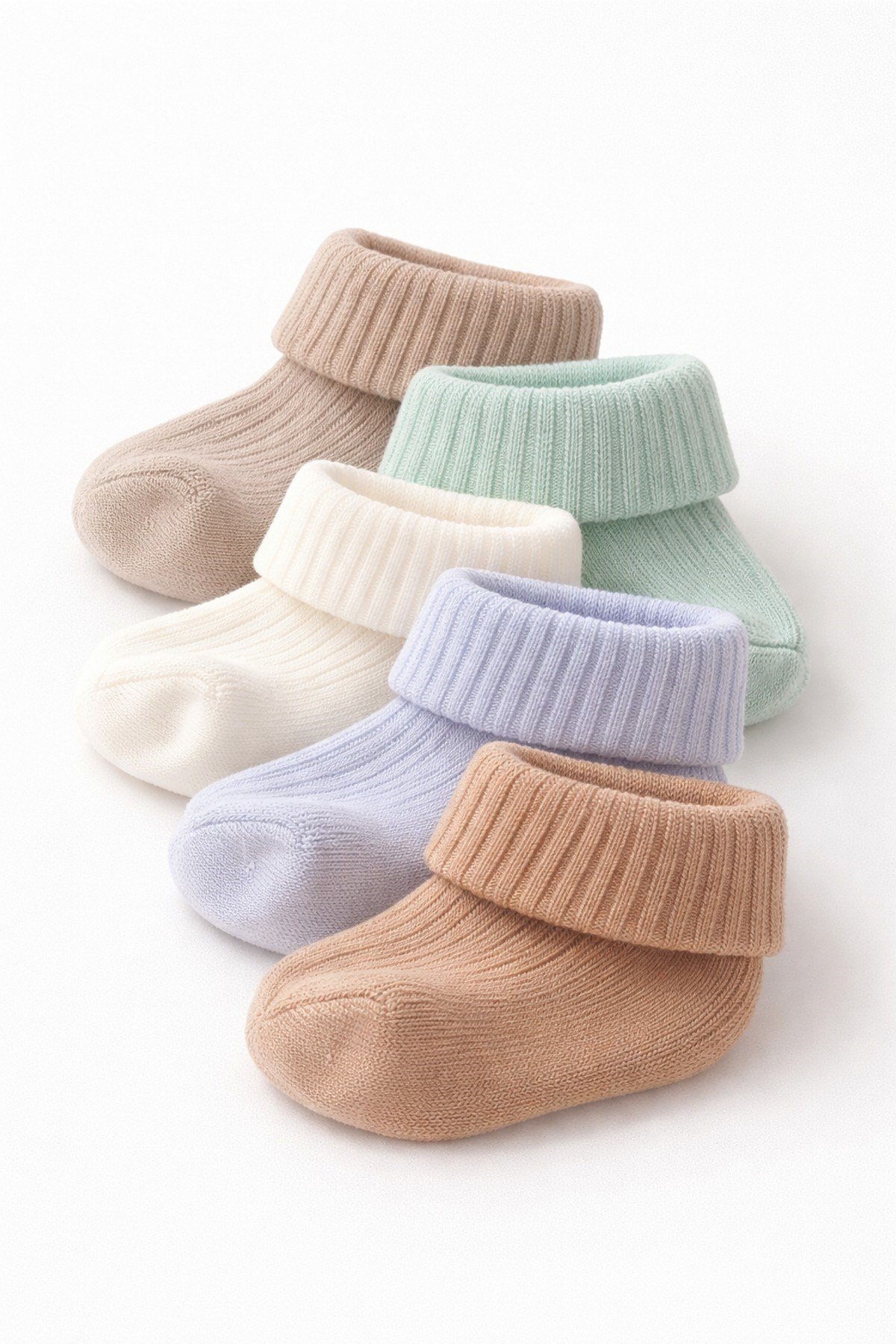 5'li Kutulu Yenidoğan 0-6ay Bebek Çorap Seti %100Pamuk Yumuşak Rahat Premium Sof Renk Hediyelik