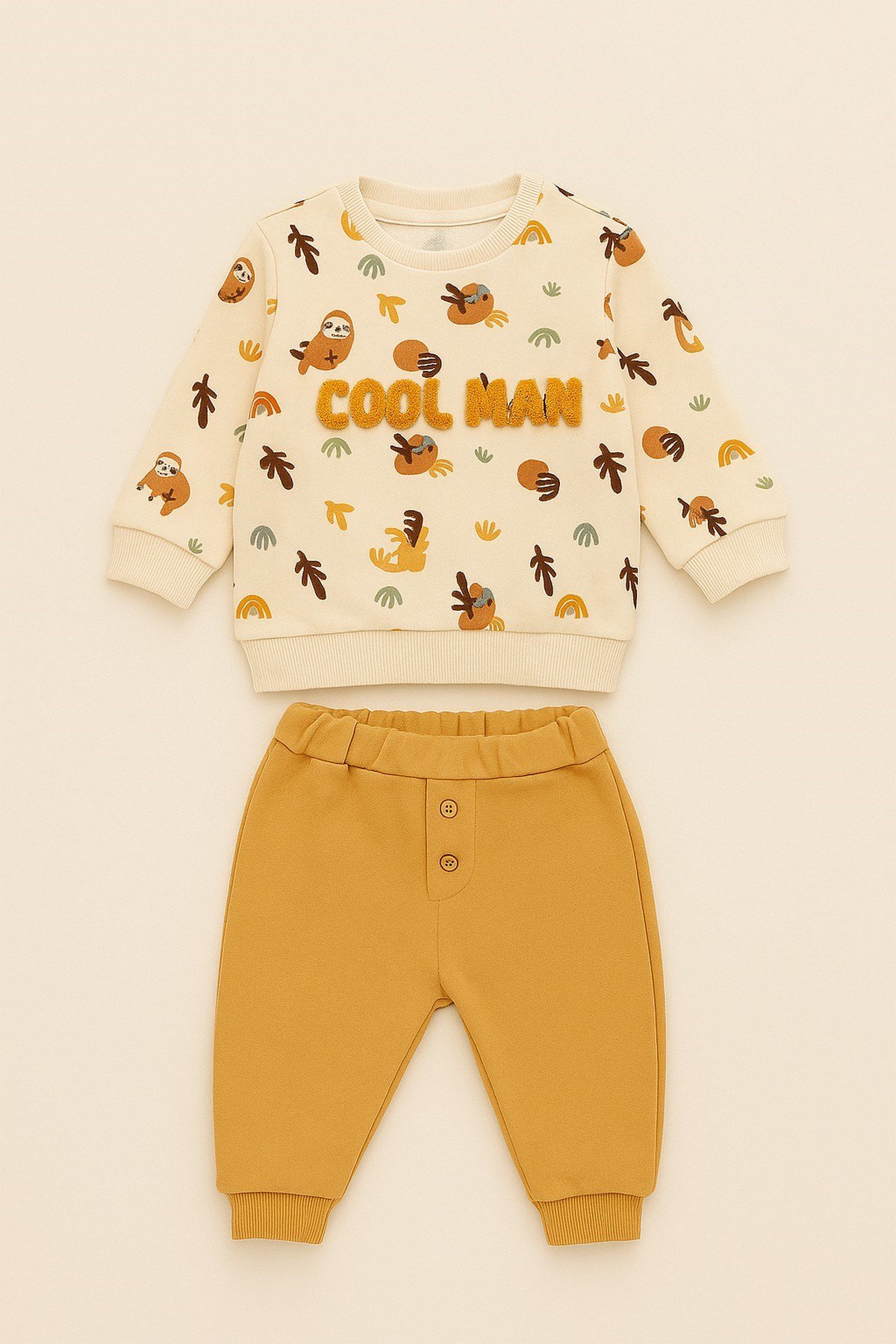 Erkek Bebek 2'li Mevsimlik Eşofman Takımı COOL MAN SÜZENE NAKIŞLI SOYUT BASKILI 6-9-12-18-24ay