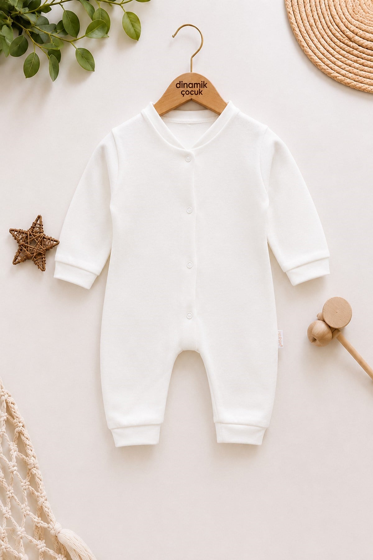 Erkek Bebek Armut Baskılı Fitilli Kumaş Çıtçıtlı Yenidoğan Bebek Tulumu %100 Pamuk Esnek 1-3-6aylık