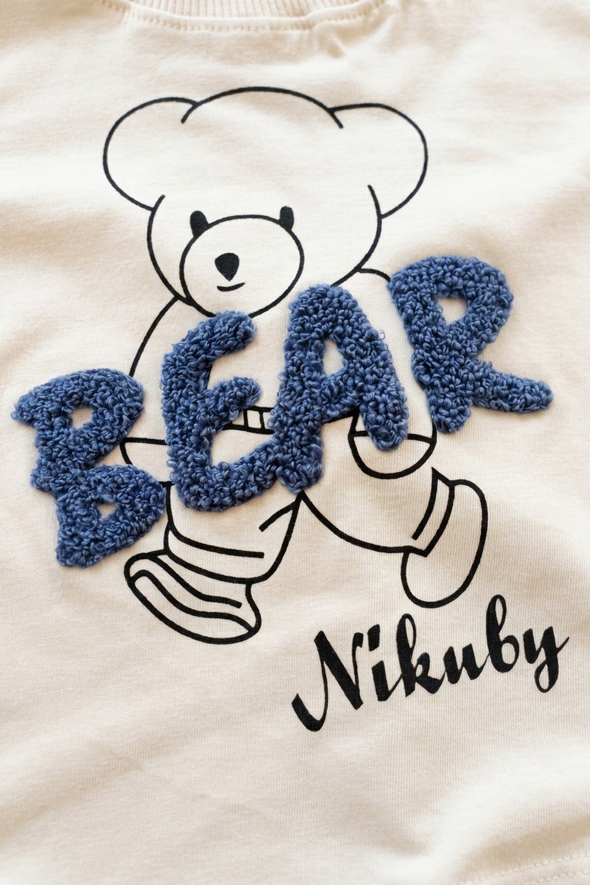 Erkek Bebek Ayıcık Baskılı BEAR Buklet Nakışlı Şortlu 2'li Yazlık Takım Alt Üst Takım 3-6-9-12 Aylık