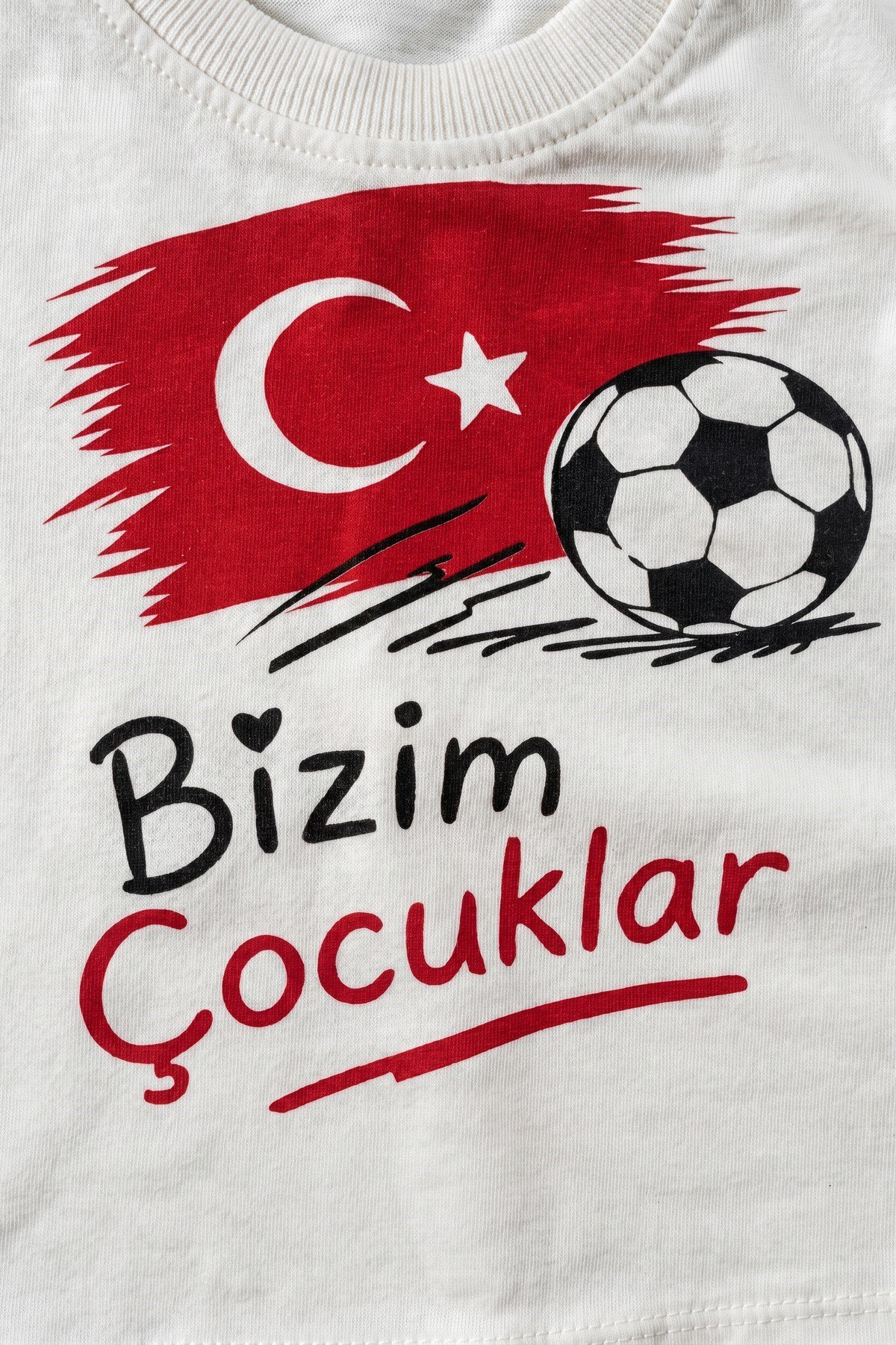 Erkek Bebek Unısex Bizim Çocuklar Ay Yıldız Kupa Ayıcık Baskılı Şortlu Yazlık 2'li Takım 3-12aylık Türkiye Ay Yıldız