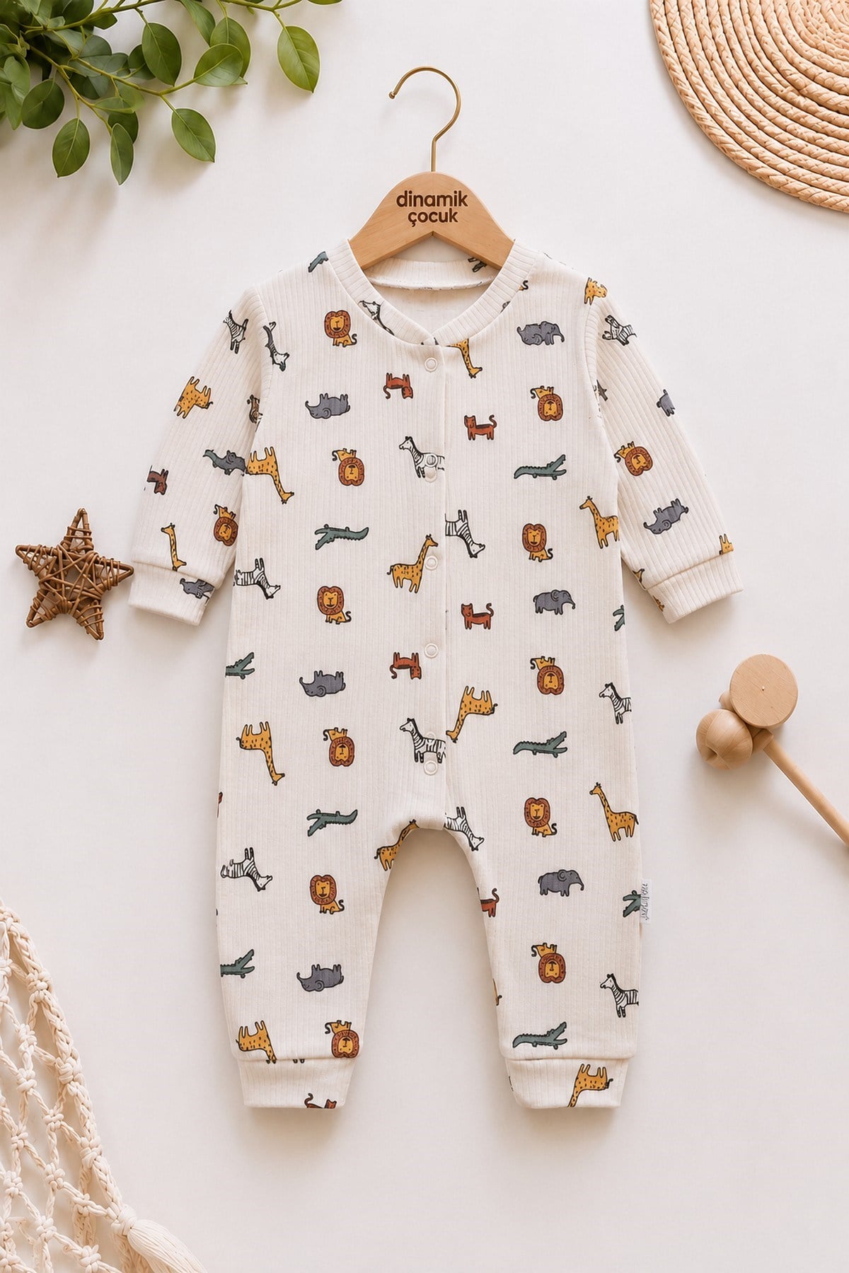 Erkek Kız Unısex Bebek Baskılı Çıtçıtlı Yenidoğan Tulumu %100 Pamuk Esnek 1-3-6aylık