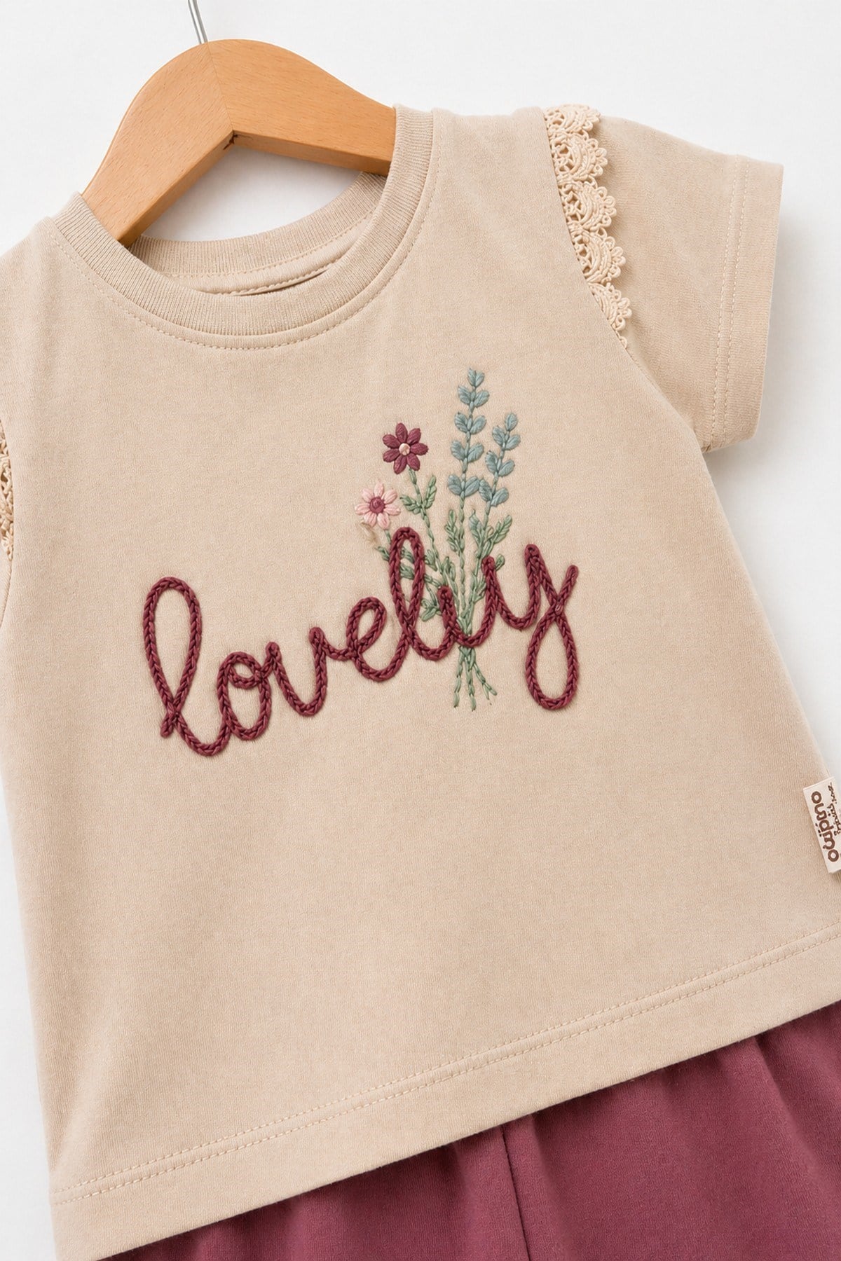 Kız Bebek 2'li Yazlık Takım Lovely Nakışlı Tişört Şort Seti Alt Üst 6-9-12-18-24 Aylık