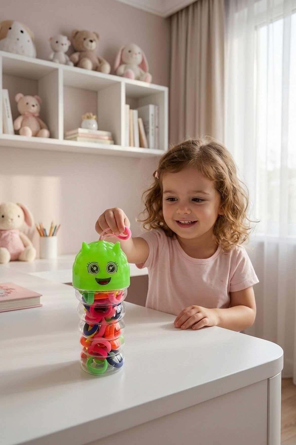 Kız Çocuk Saç Lastiği Seti Kutulu(12cm*5cm kutu boyu) Renkli Lastik Toka Seti Saç Aksesuarları Organizer Saklama Kutusu
