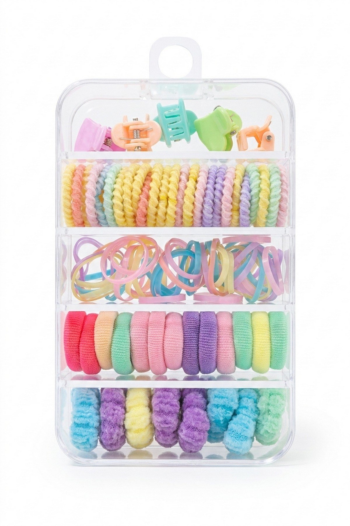 Kız Çocuk Toka Kutusu 10cm x 7cm Şeffaf Organizer Saç Aksesuar Seti Lastik Toka Mandal Toka Saklama Kutusu