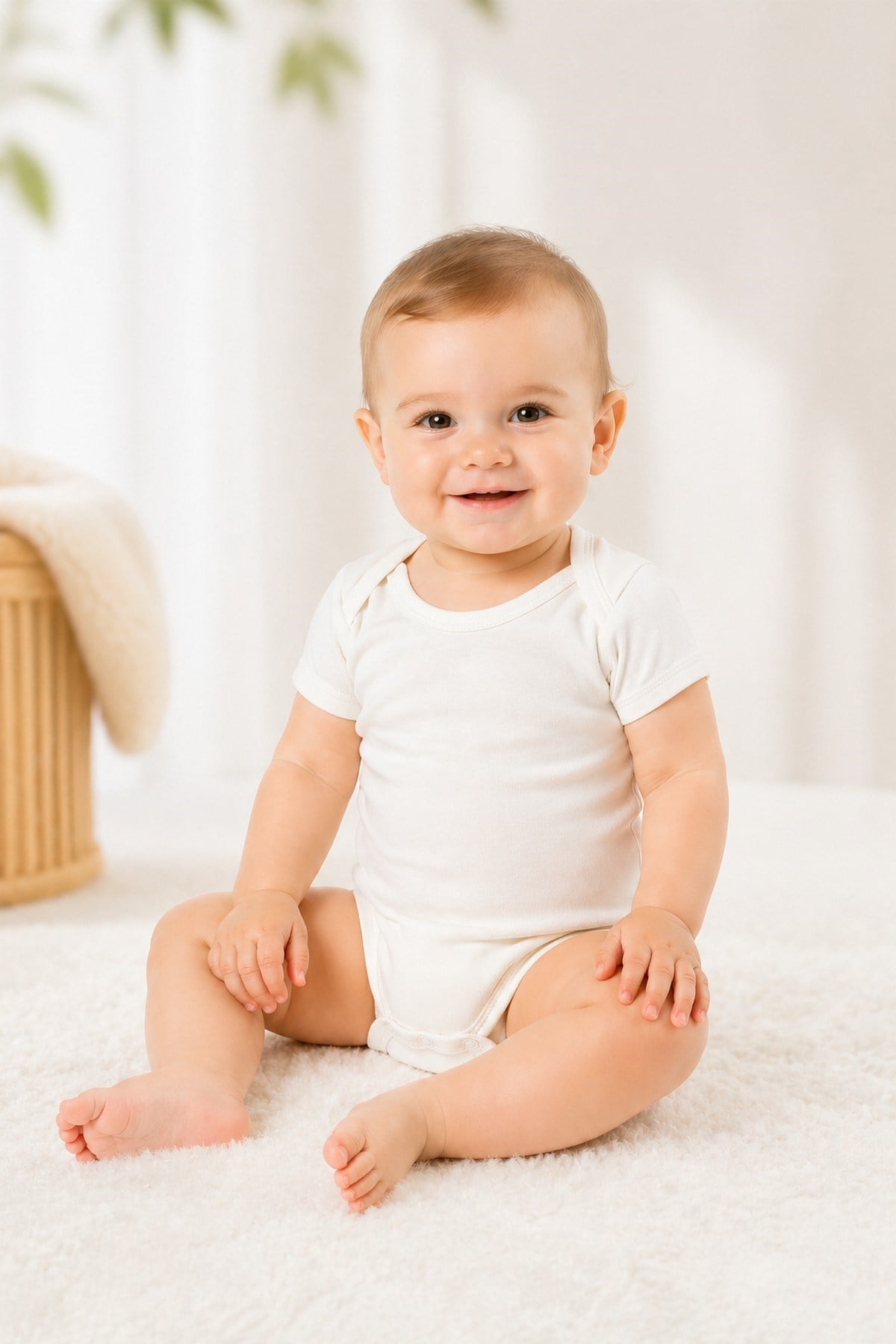 Unisex Bebek Kısa Kollu Alttan Çıtçıtlı Body %100Pamuk Basic Düz Renk Zıbın 0-12 Ay 1-4 Yaş